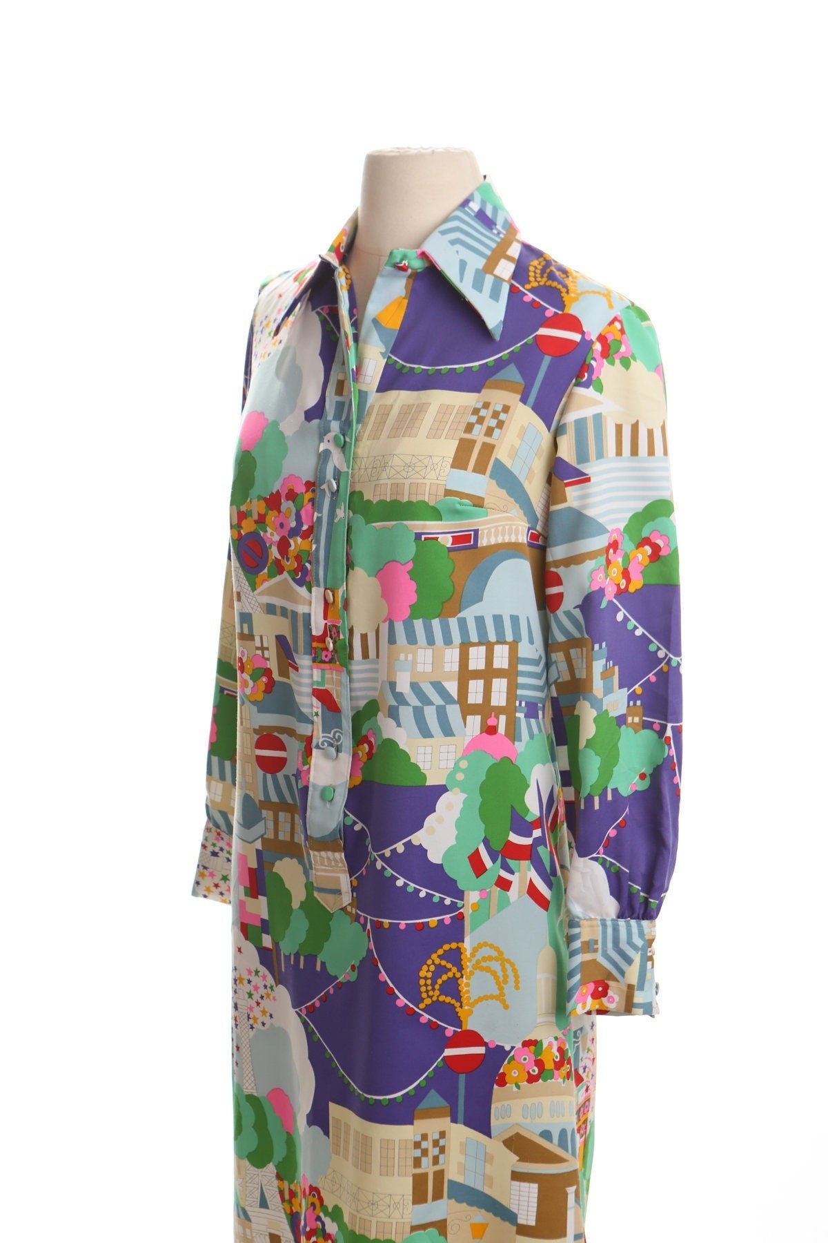 Vintage 70's 90's festival print summer dress casual mode women