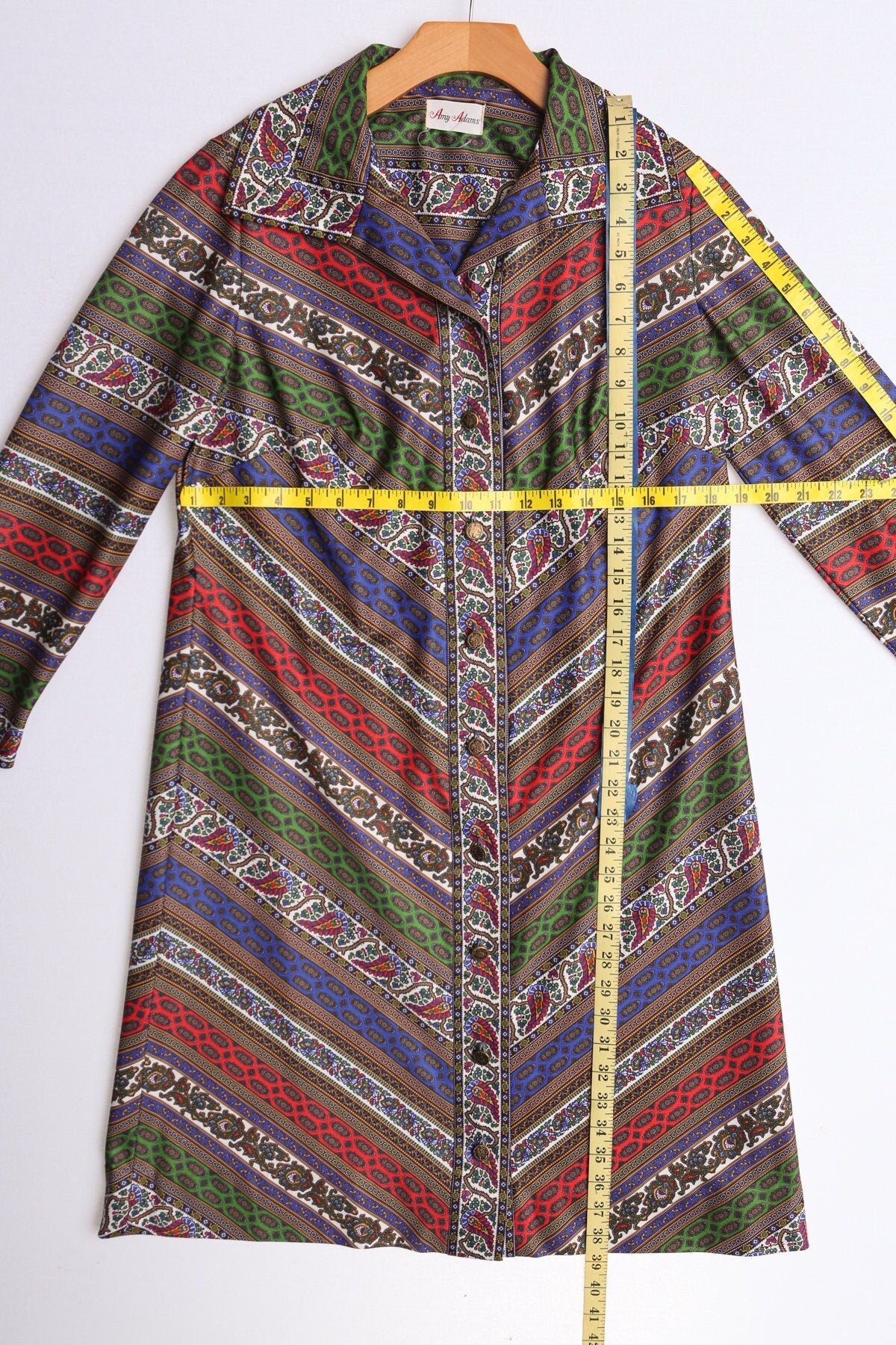 70's dress vintage brown paisley women mod