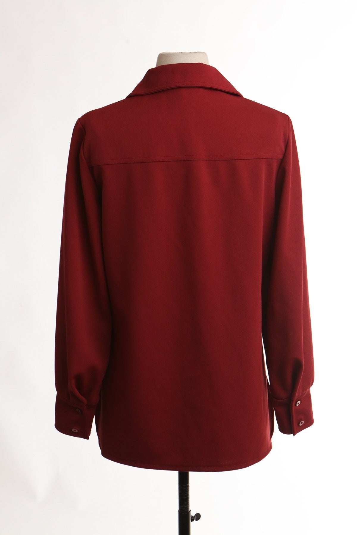 70's red disco women top blouse summer casual studio 54 butterfly neck hippie