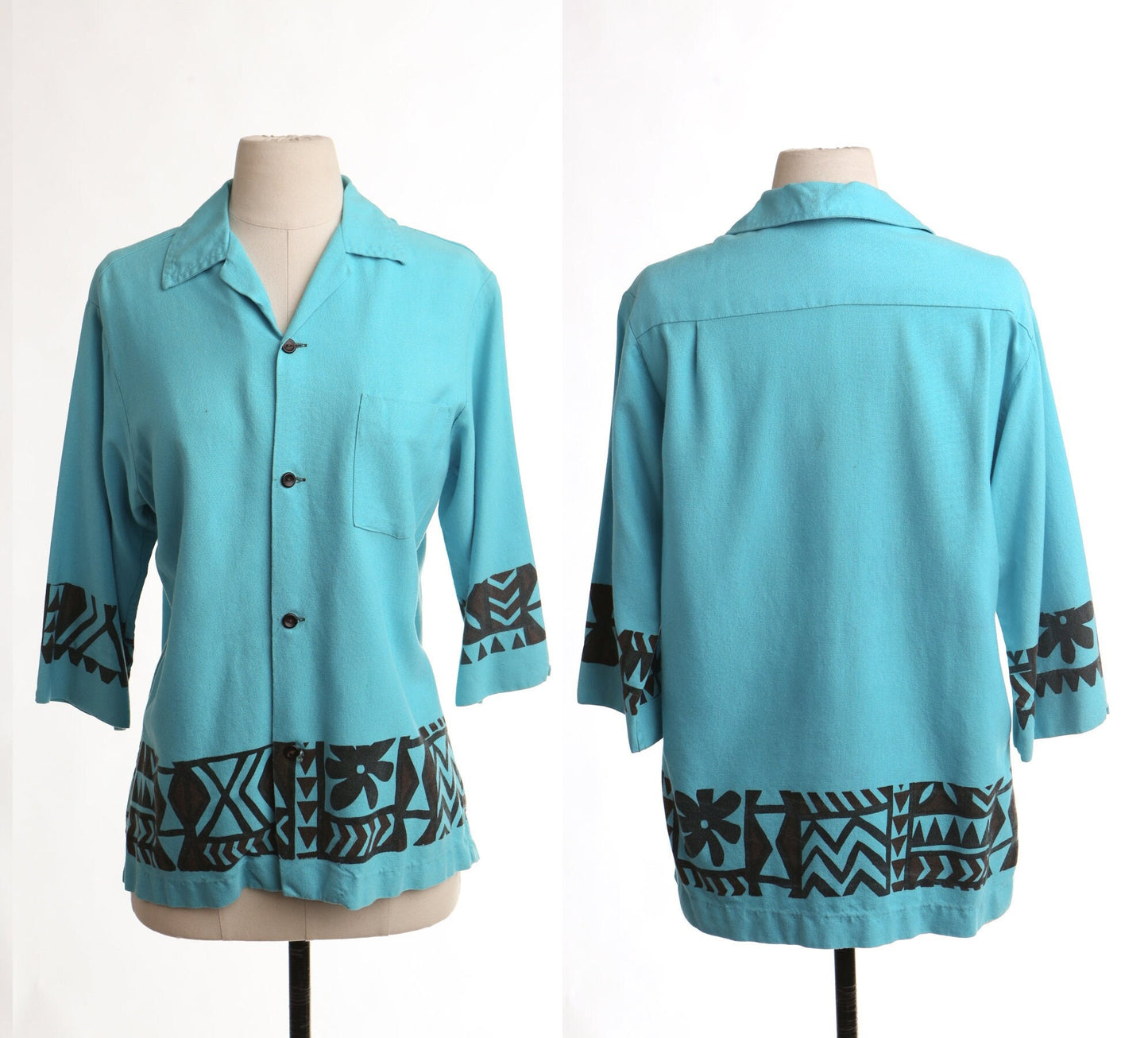 Vintage hawaiian shirt surfing blue made in samoa graphic men tatto print