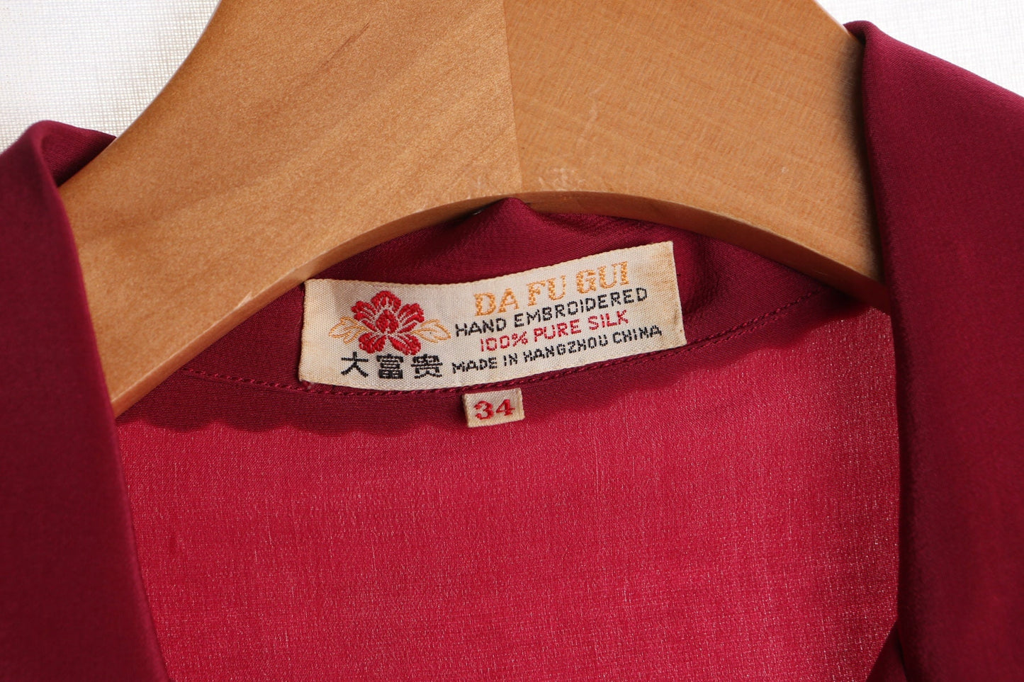 Vintage red embroidered chinese blouse floral da fu gui hand embroidered hangzhou china top women