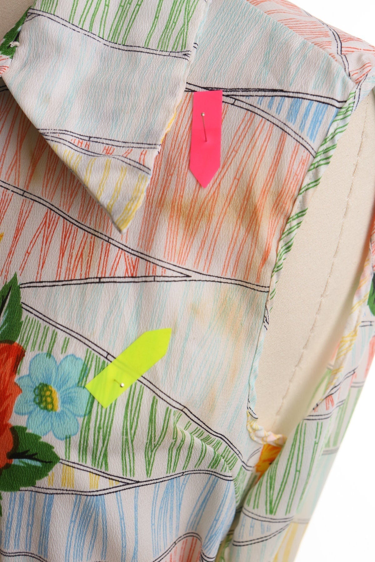 Women 70's blouse white floral waist tie vintage summer
