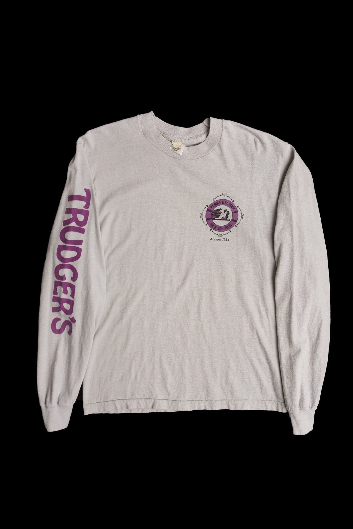 Vintage graphic shirt long sleeve playa del rey annual 5k 10k run 1984 sports running track