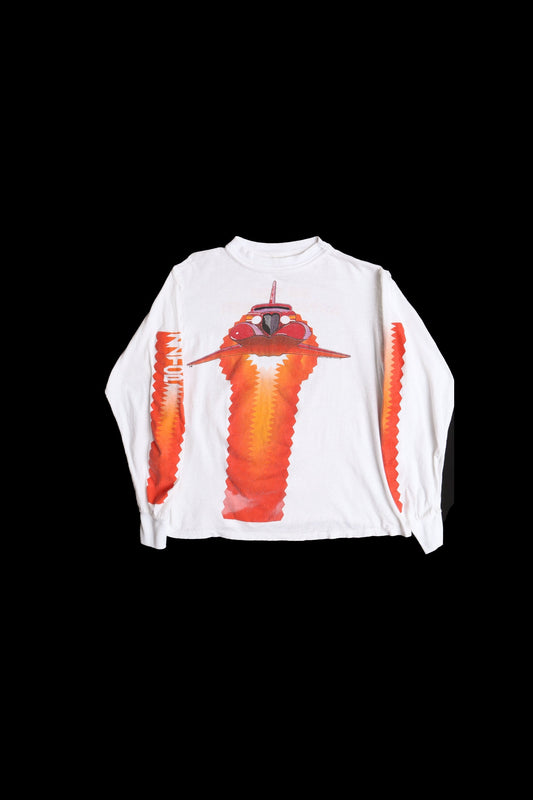 Vintage long sleeve zz top rock shirt white hot rod band graphic afterburner 1986 tour