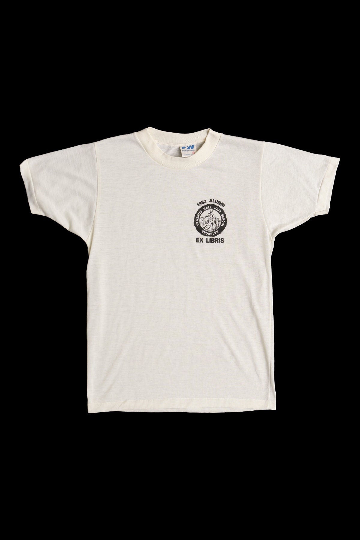 Vintage high school t-shirt brooklyn erasmus hall 1982 alumni beige 80's