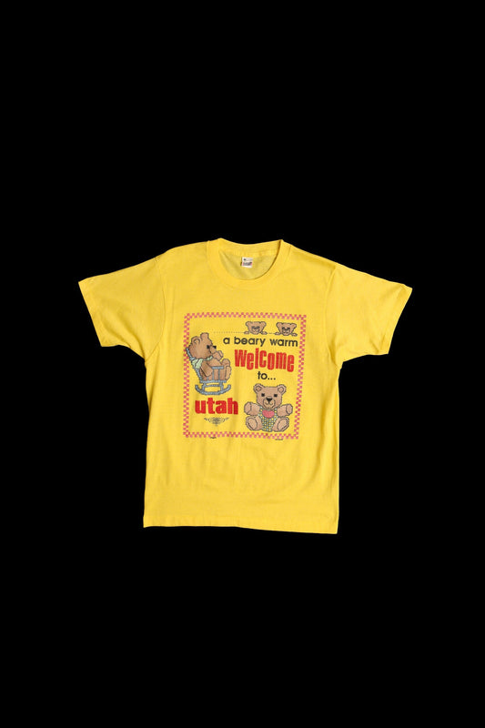 Vintage yellow bear teddy utah graphic t-shirt 80's