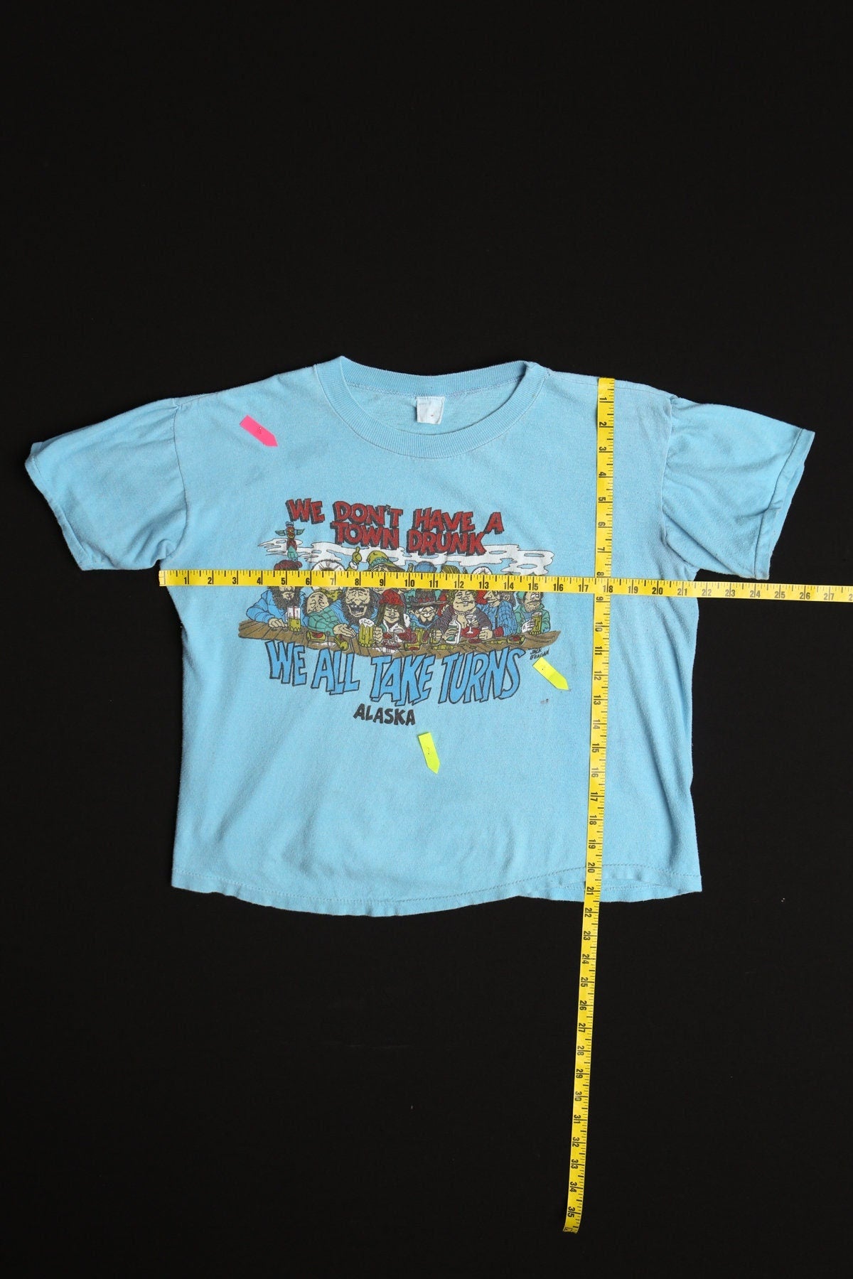 Vintage alaska graphic t-shirt bar drunk town 70's 80's blue