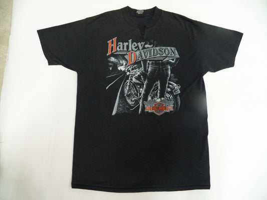 Harley davidson black 3d emblem 1989 fort worth tx naperville illinois vintage t-shirt