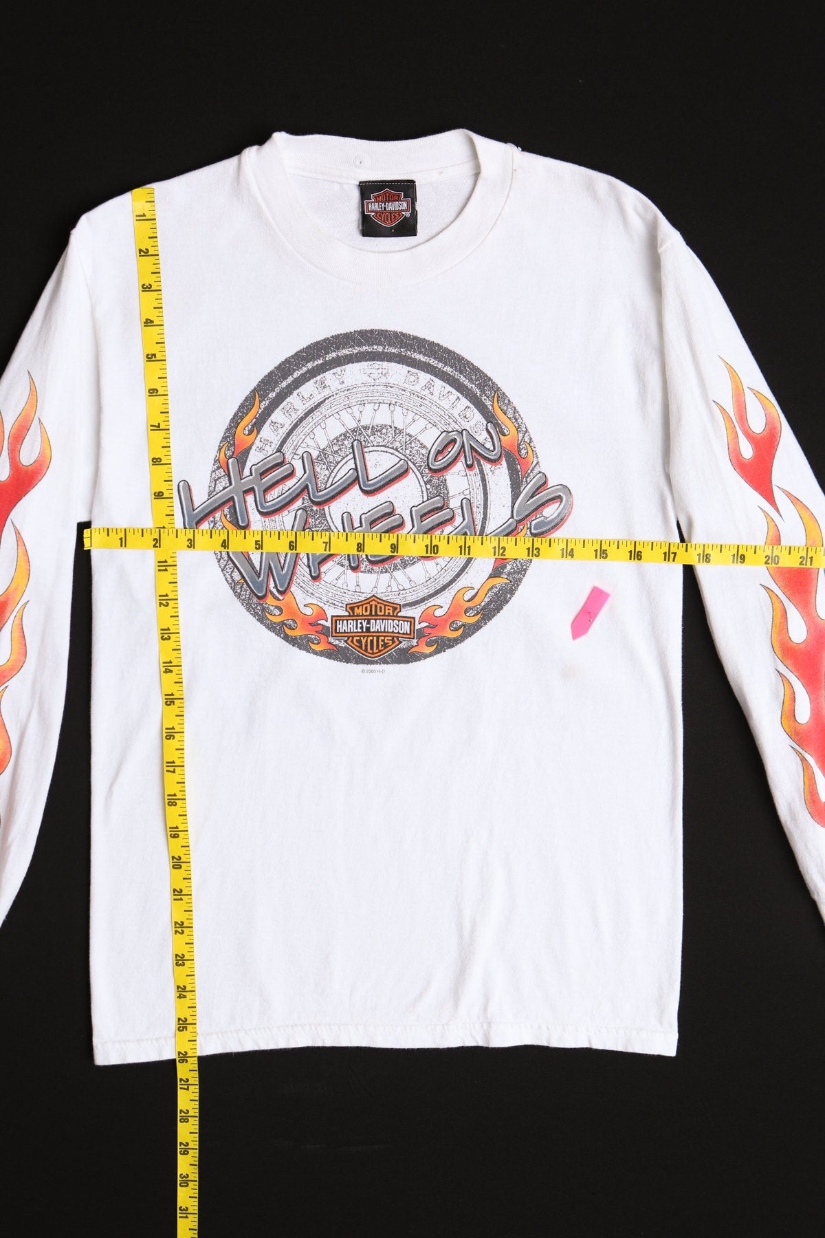 Vintage Harley Davidson Long Sleeve White Graphic T-shirt with Las Vegas Nevada Print - Estimated Era 1990's - Y2K