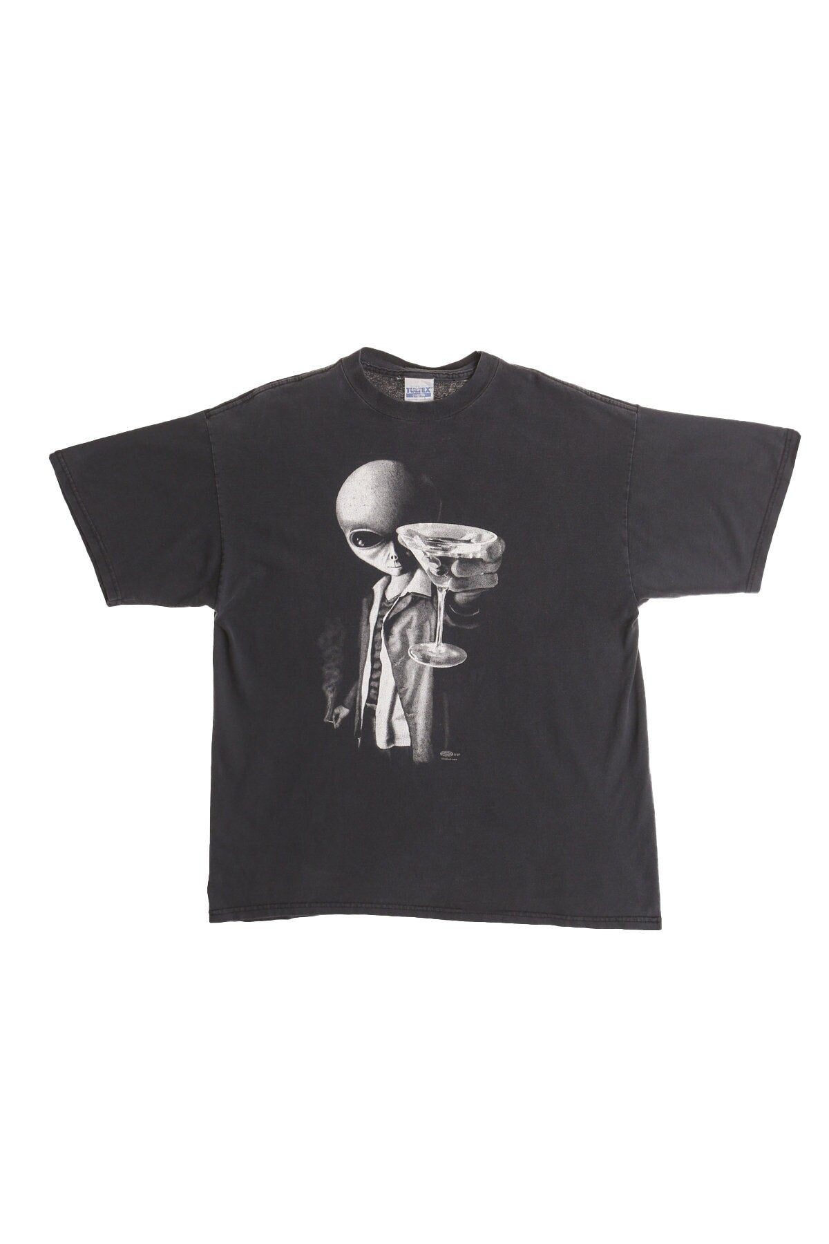 Vintage alien ufo graphic t-shirt shirt black martini bar cocktail bluehair 90's