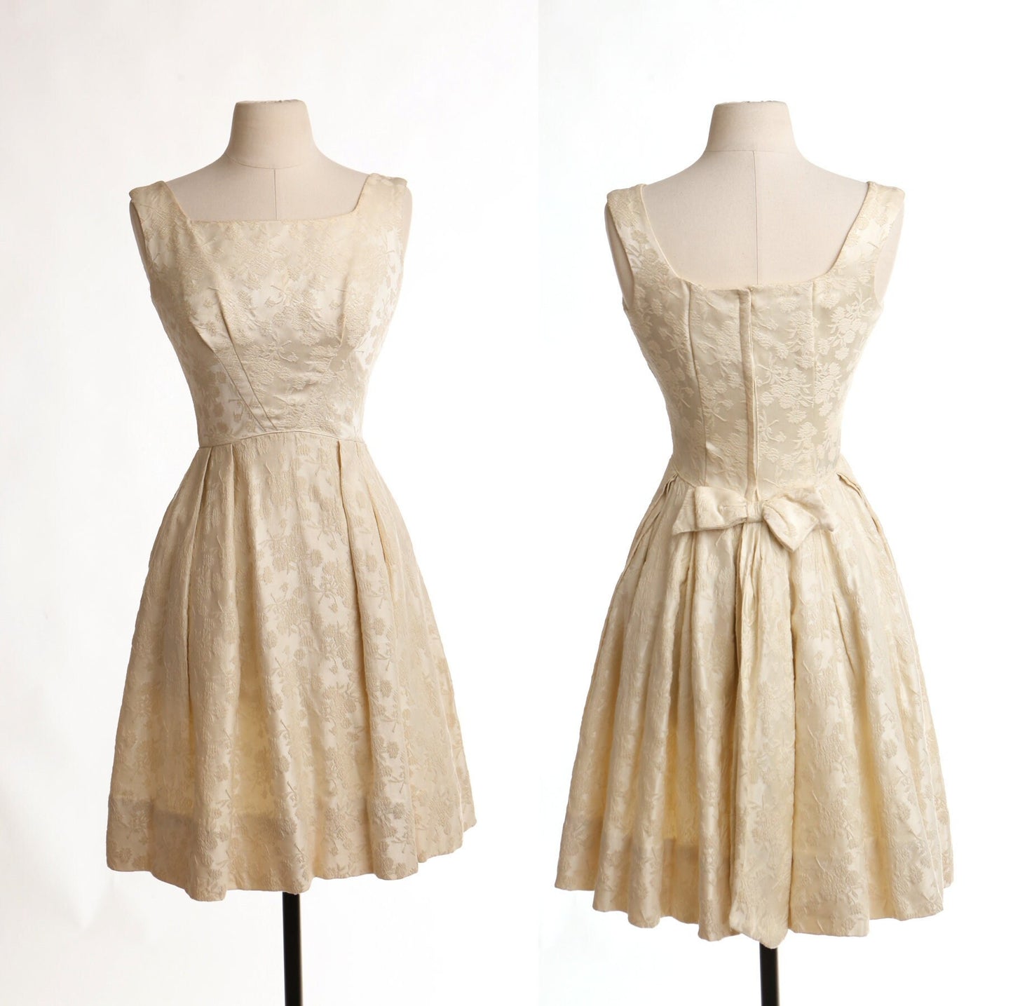 Vintage 50's dress evening casual women beige ball gown rockabilly adeline formal bridal fashion