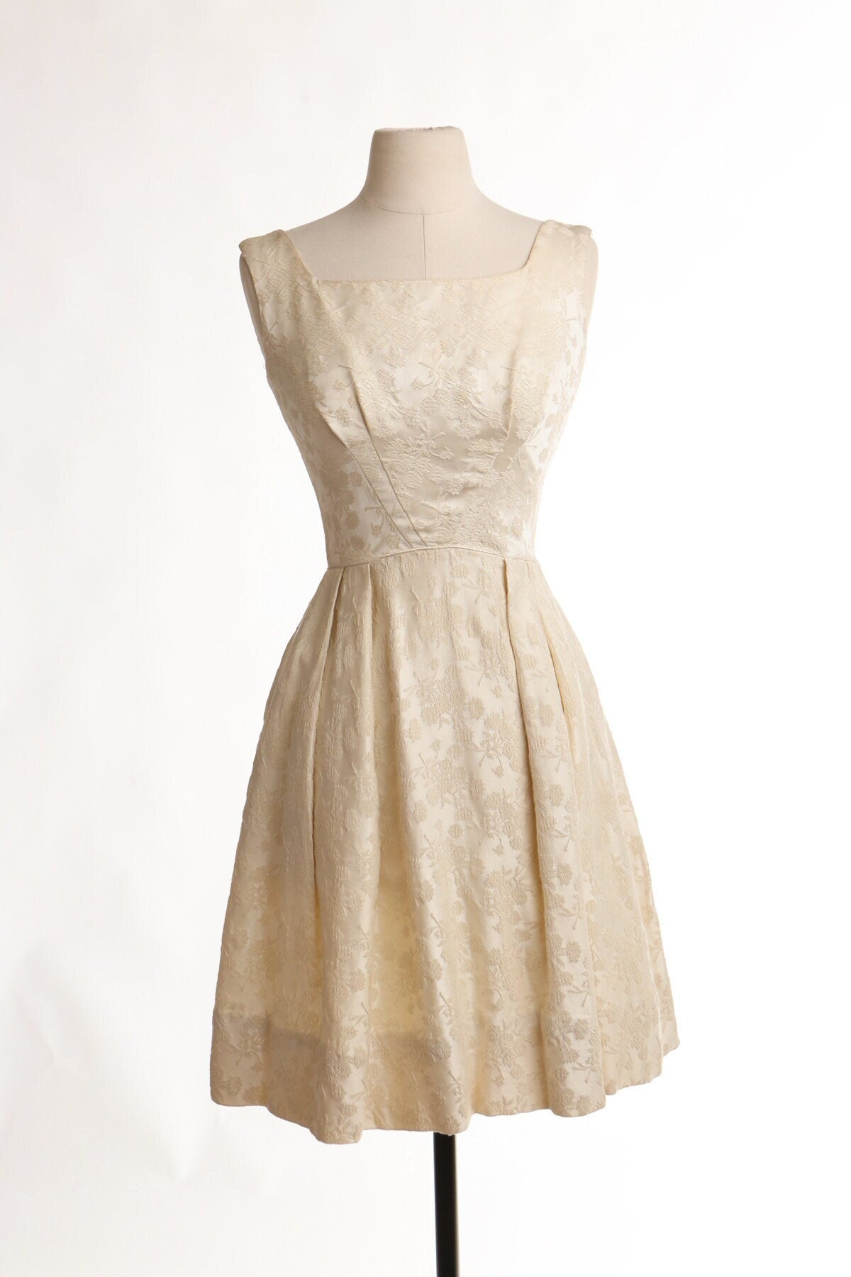 Vintage 50's dress evening casual women beige ball gown rockabilly adeline formal bridal fashion