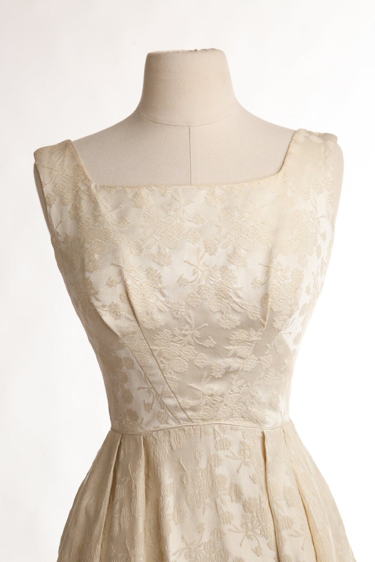 Vintage 50's dress evening casual women beige ball gown rockabilly adeline formal bridal fashion