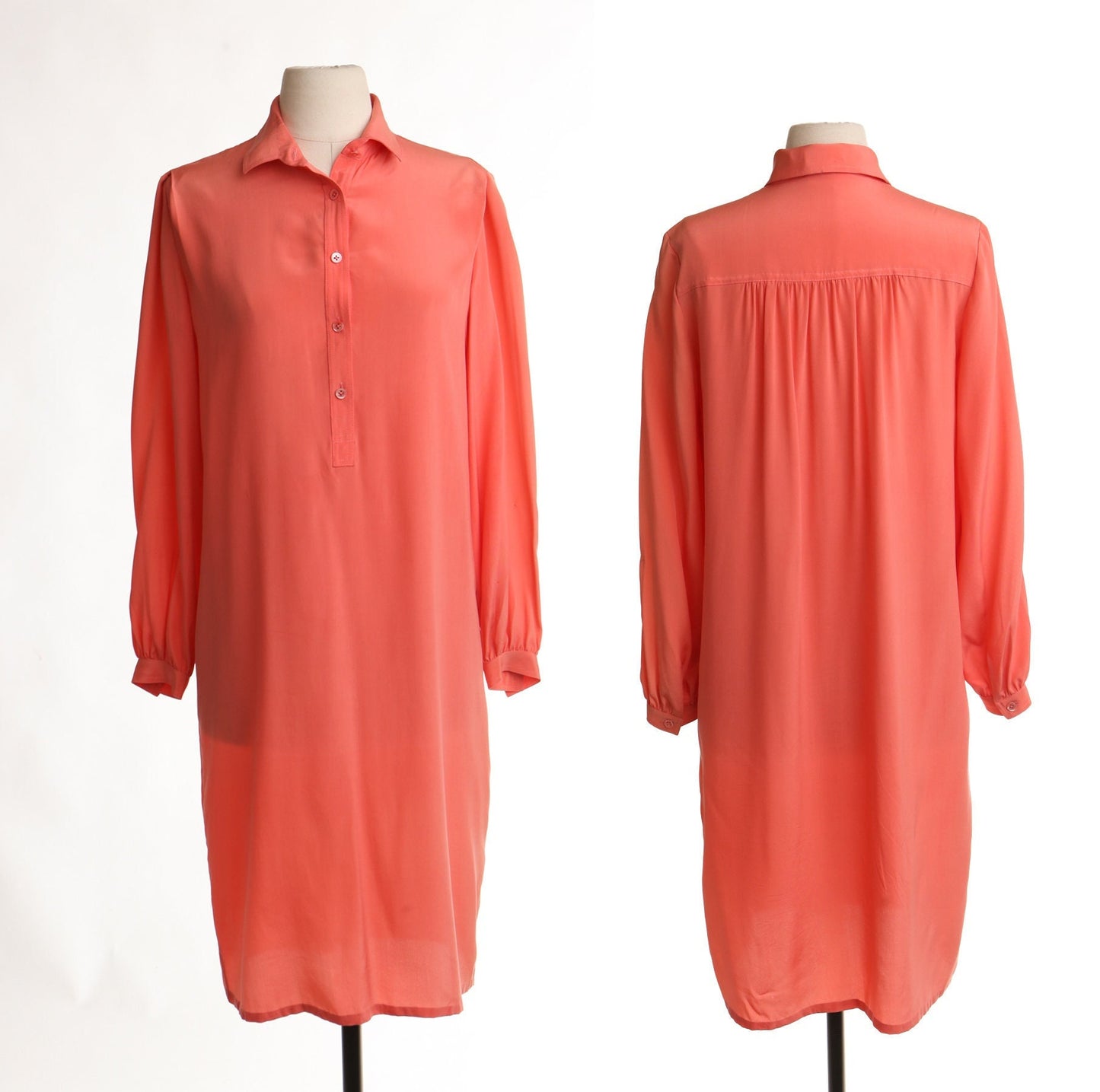 Vintage women pink silk dress 90's casual 80's y2k button boho