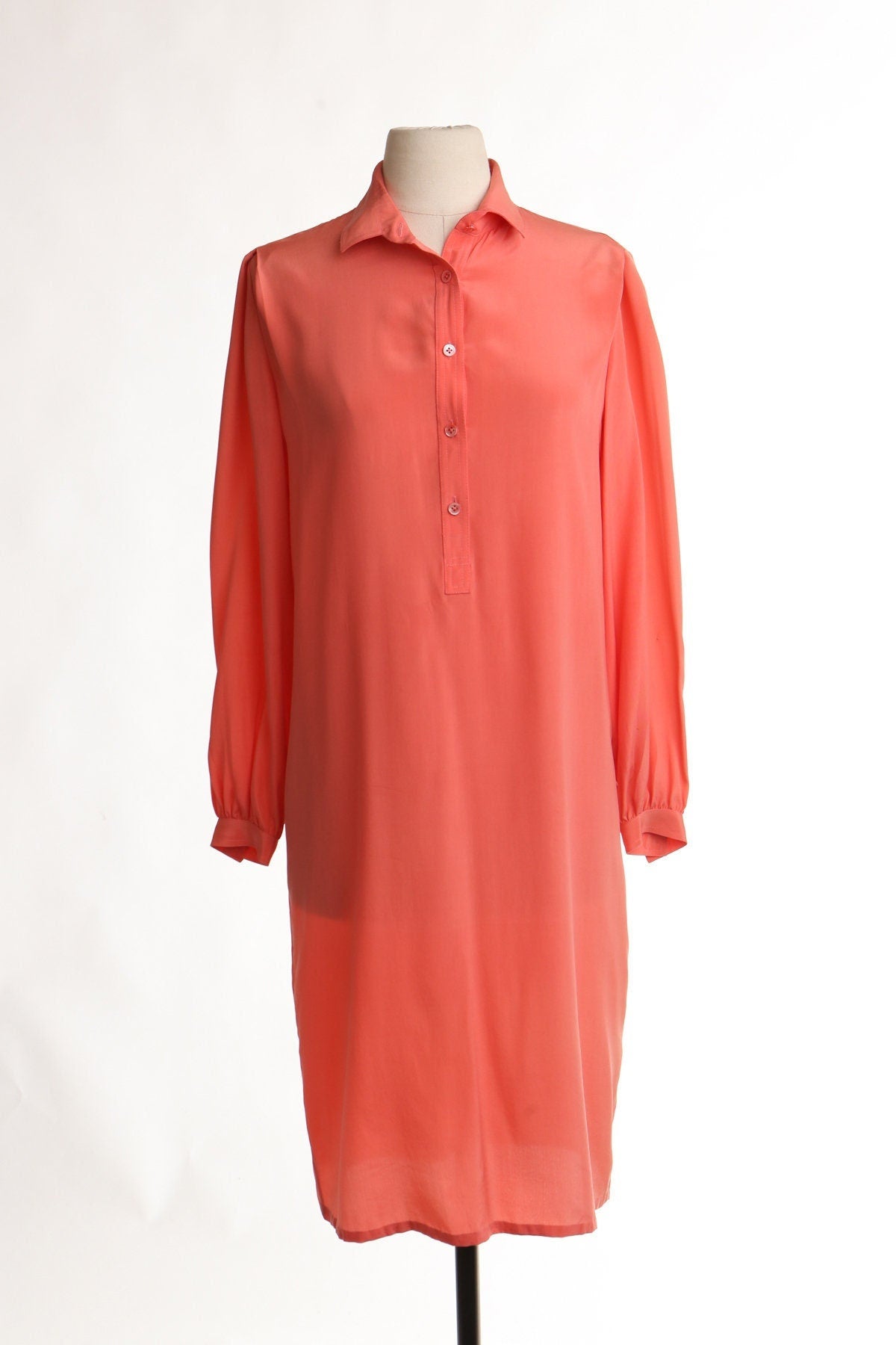 Vintage women pink silk dress 90's casual 80's y2k button boho