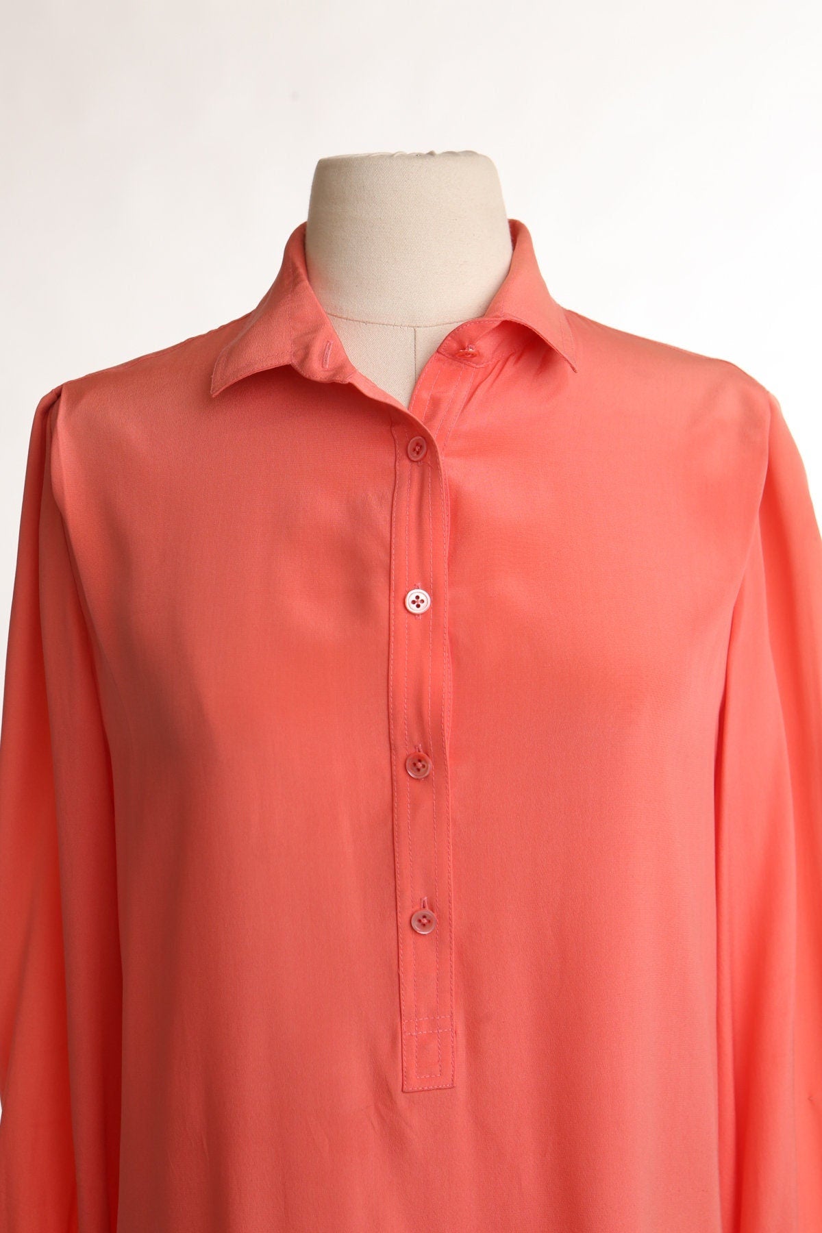 Vintage women pink silk dress 90's casual 80's y2k button boho