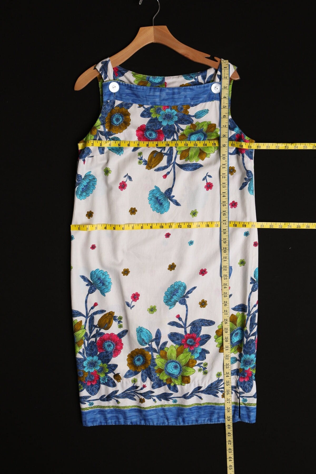 Vintage hawaiian floral print dress 70's 60's summer strap block print boho