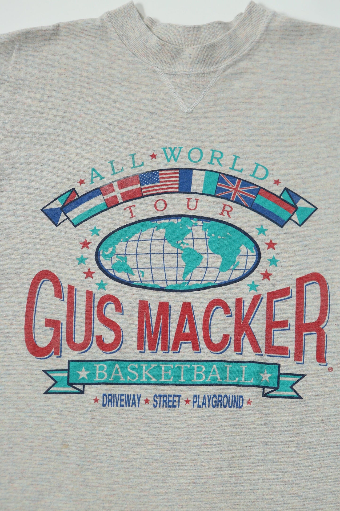 Basketball tour vintage t-shirt gray gus macker graphic all world street playground driveway