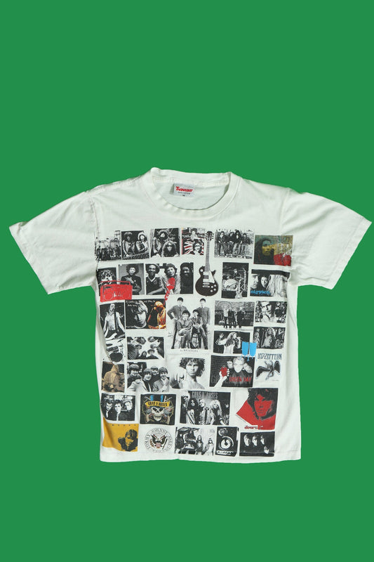 Vintage t-shirt thanabat label white monster of rock rock bands led zeppelin the beatles rare size m