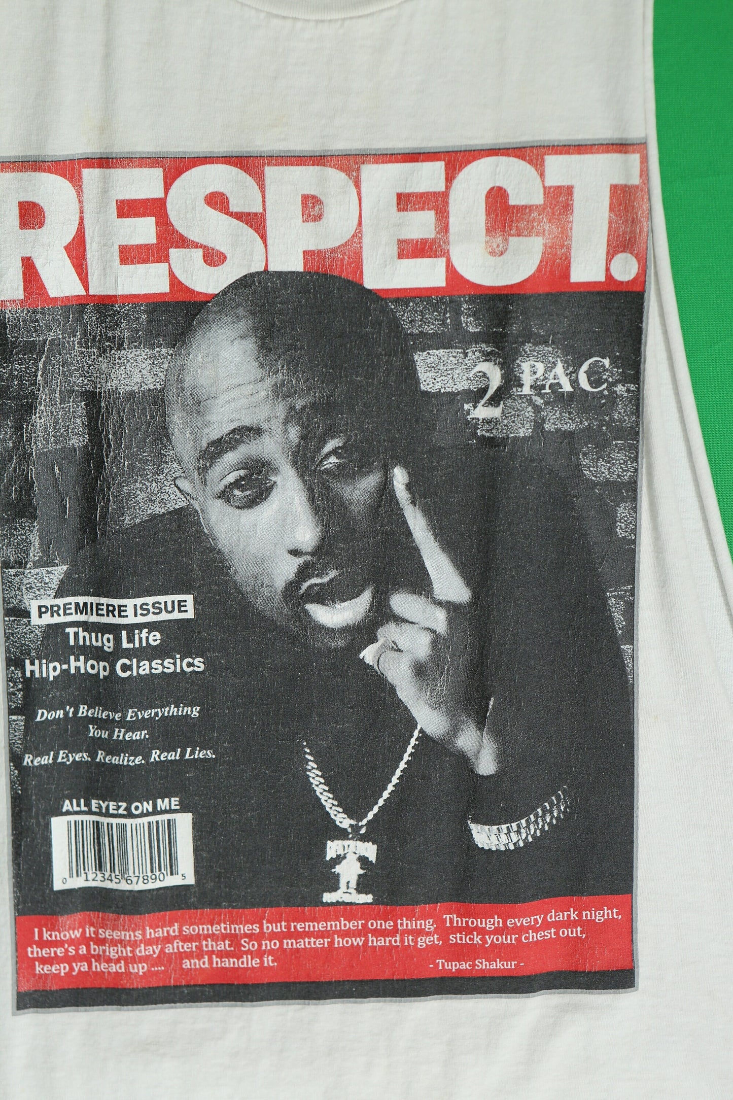 2 pac respect hip hop classics graphic tank top t-shirt white all eyez on me xl pro club label heavy weight