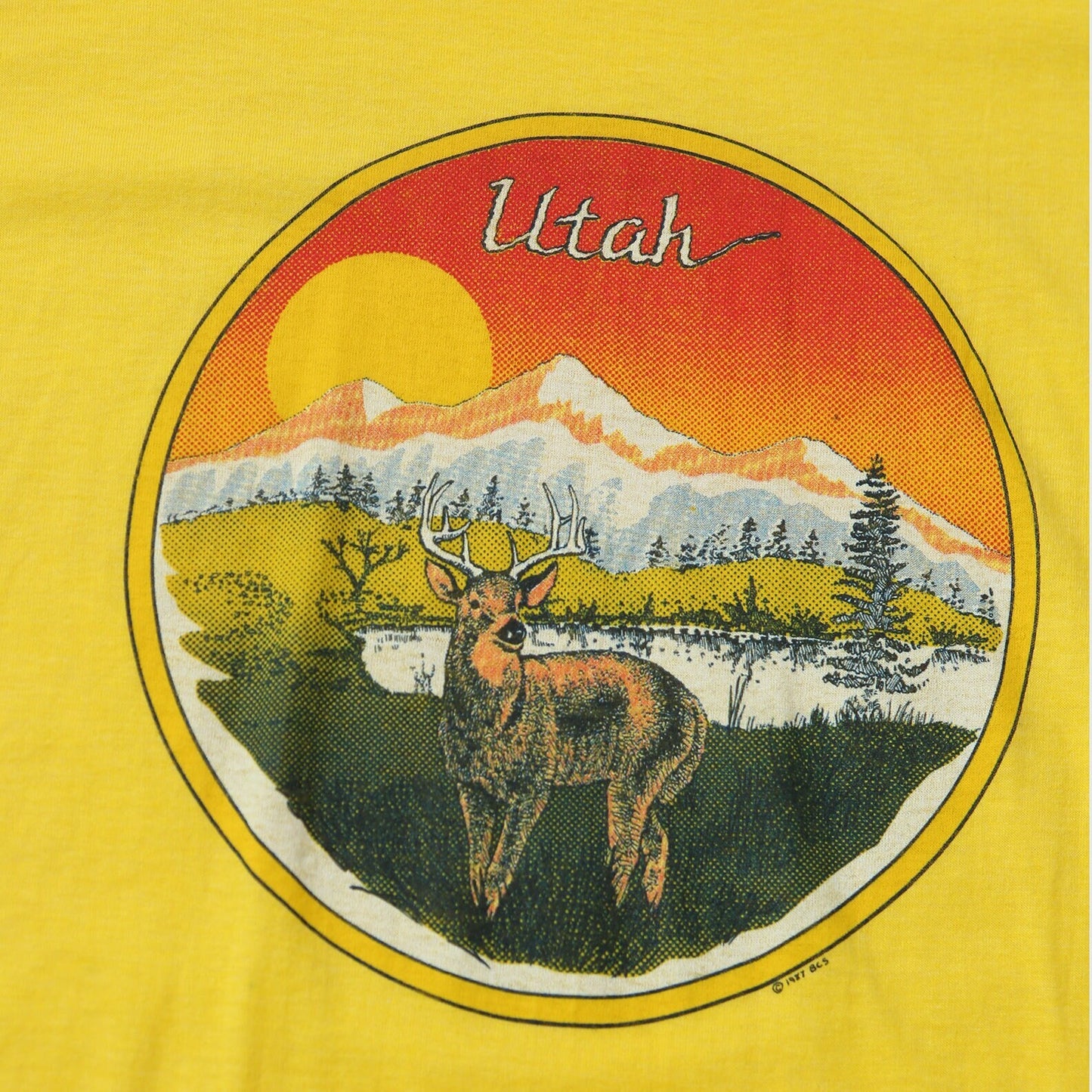 Utah vintage t-shirt yellow nature deer 70's graphic mountains