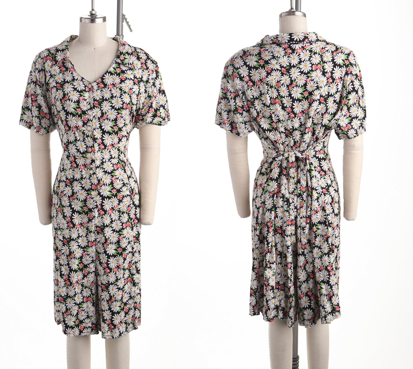 Vintage dress floral print white black romper jumpsuit women 90's y2k back belt