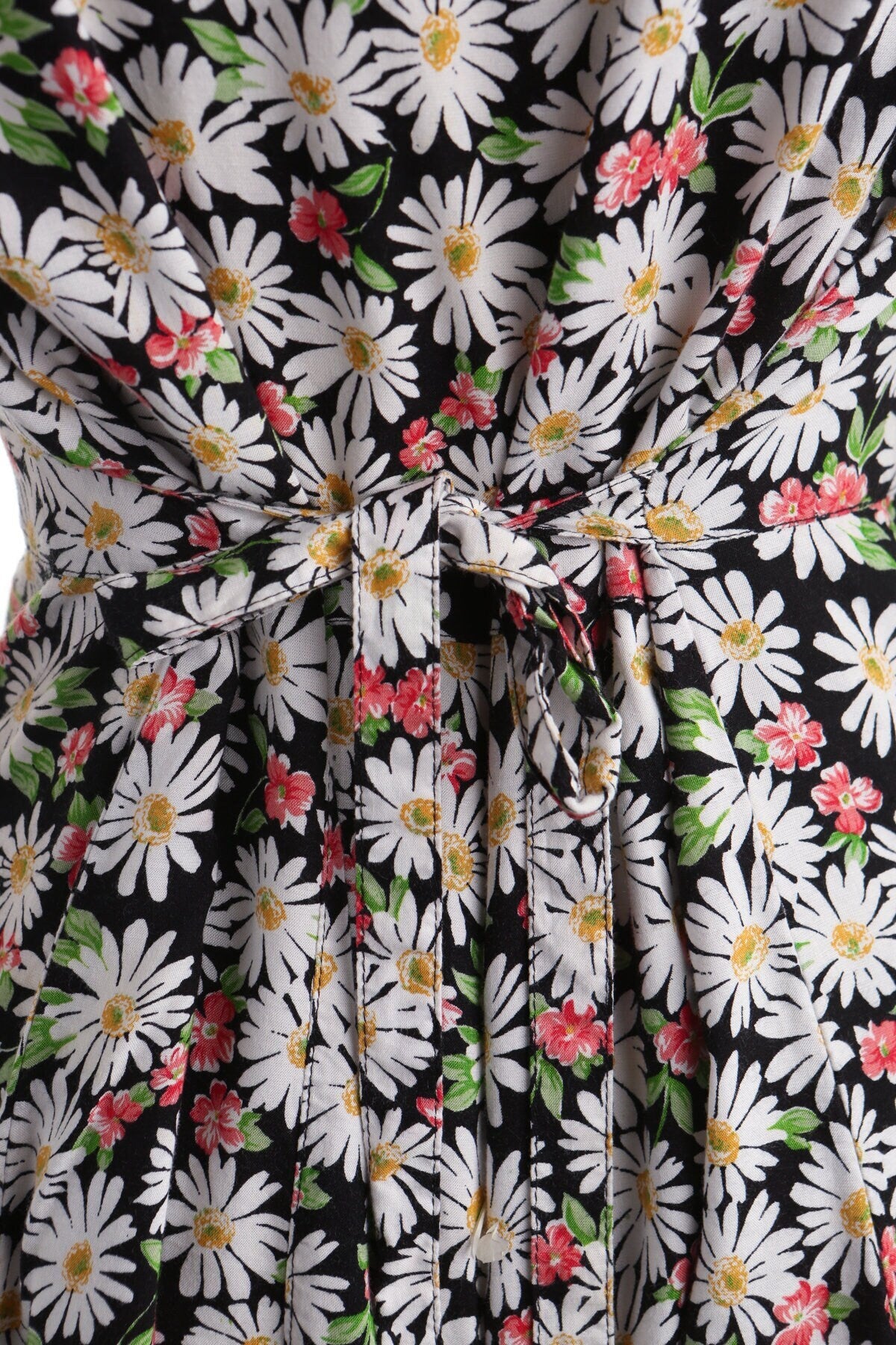 Vintage dress floral print white black romper jumpsuit women 90's y2k back belt