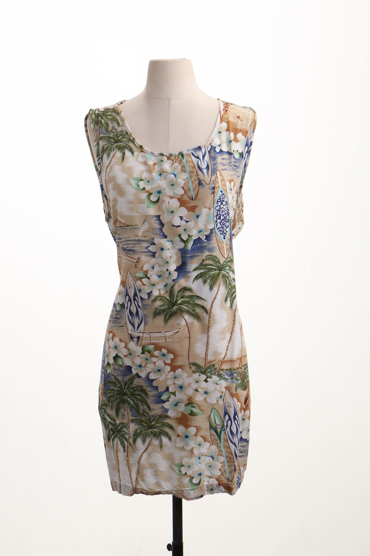 Vintage 90's hawaiian dress beige surf