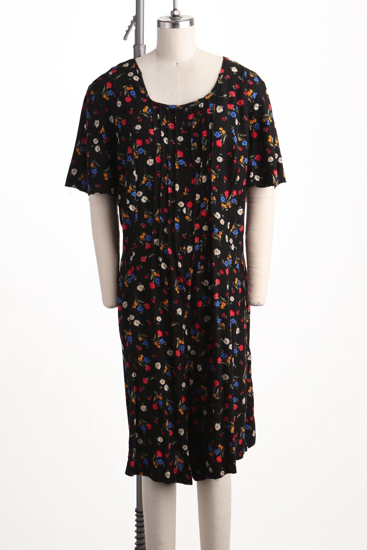 Summer romper dress floral print black women 90's rayon casual y2k