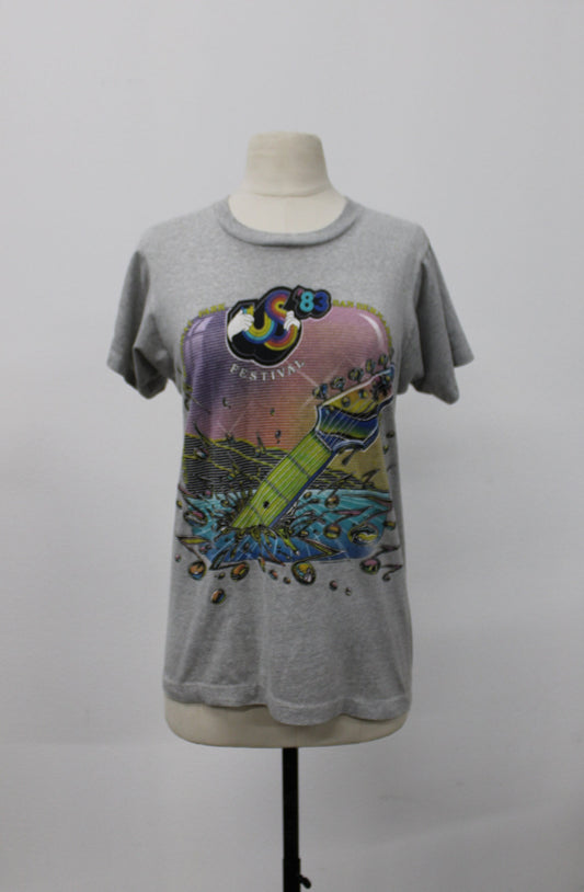 83 us festival music t-shirt oingo boingo van halen david bowie u2 the clash scorpions joe walsh stray cats judas priest ozzy osbourne