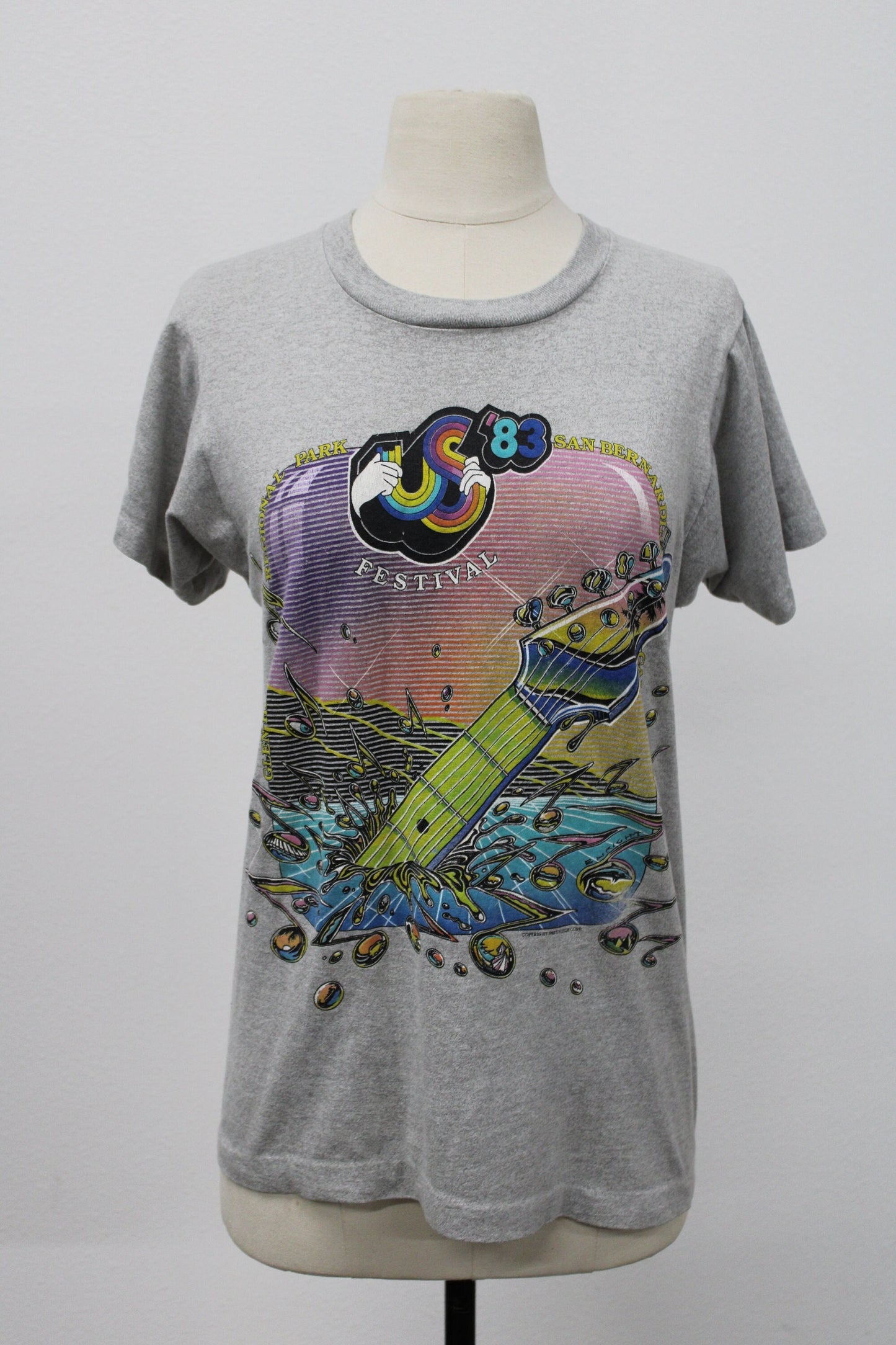 83 us festival music t-shirt oingo boingo van halen david bowie u2 the clash scorpions joe walsh stray cats judas priest ozzy osbourne