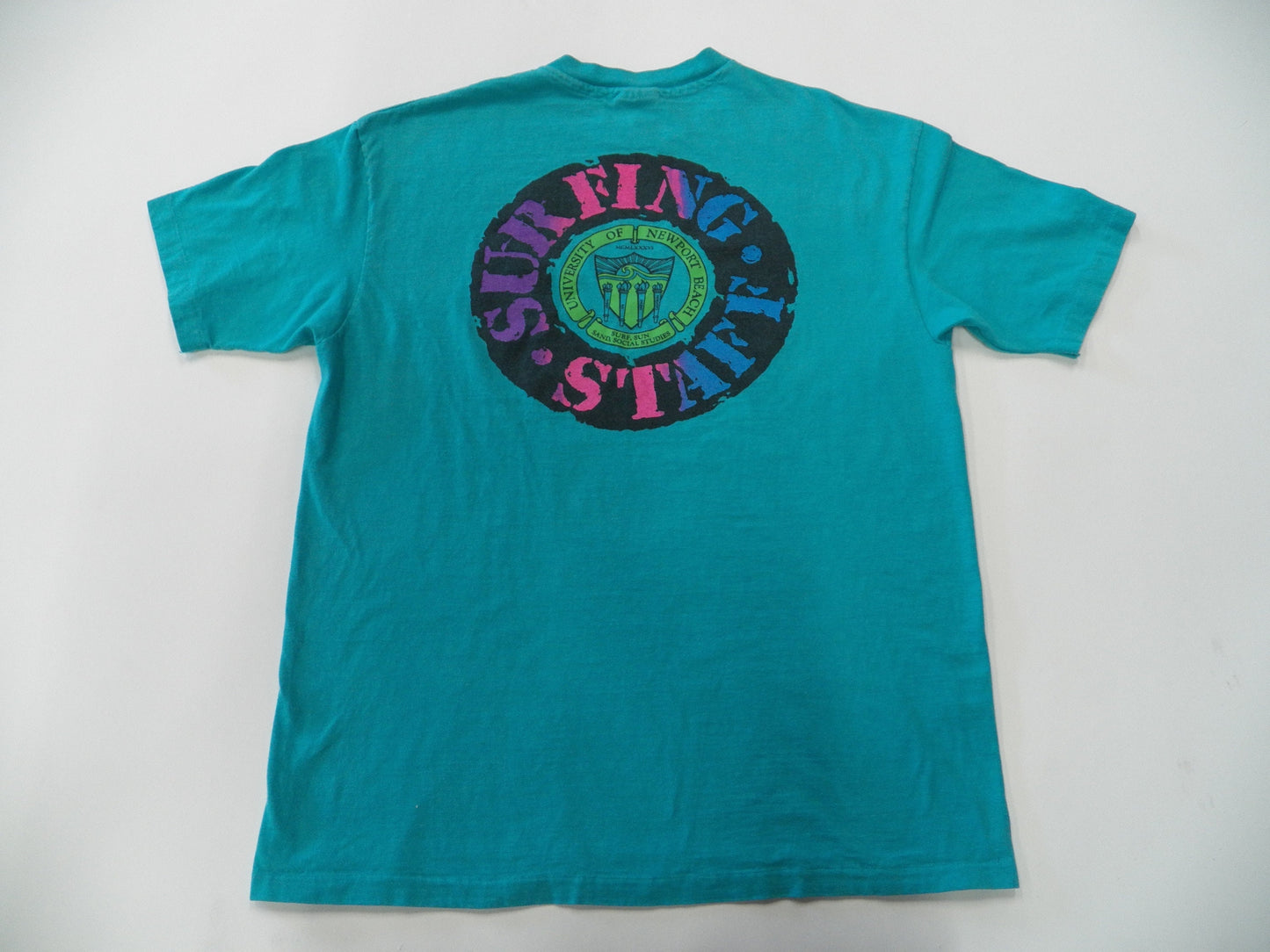 Vintage surfing staff university newport beach mcmlxxxvi hanes label cotton made in usa