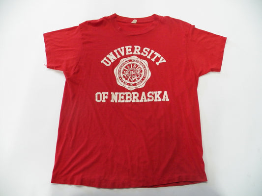 Vintage nebraska university 70's t-shirt red white universitas nebraskensis feb 15 1869