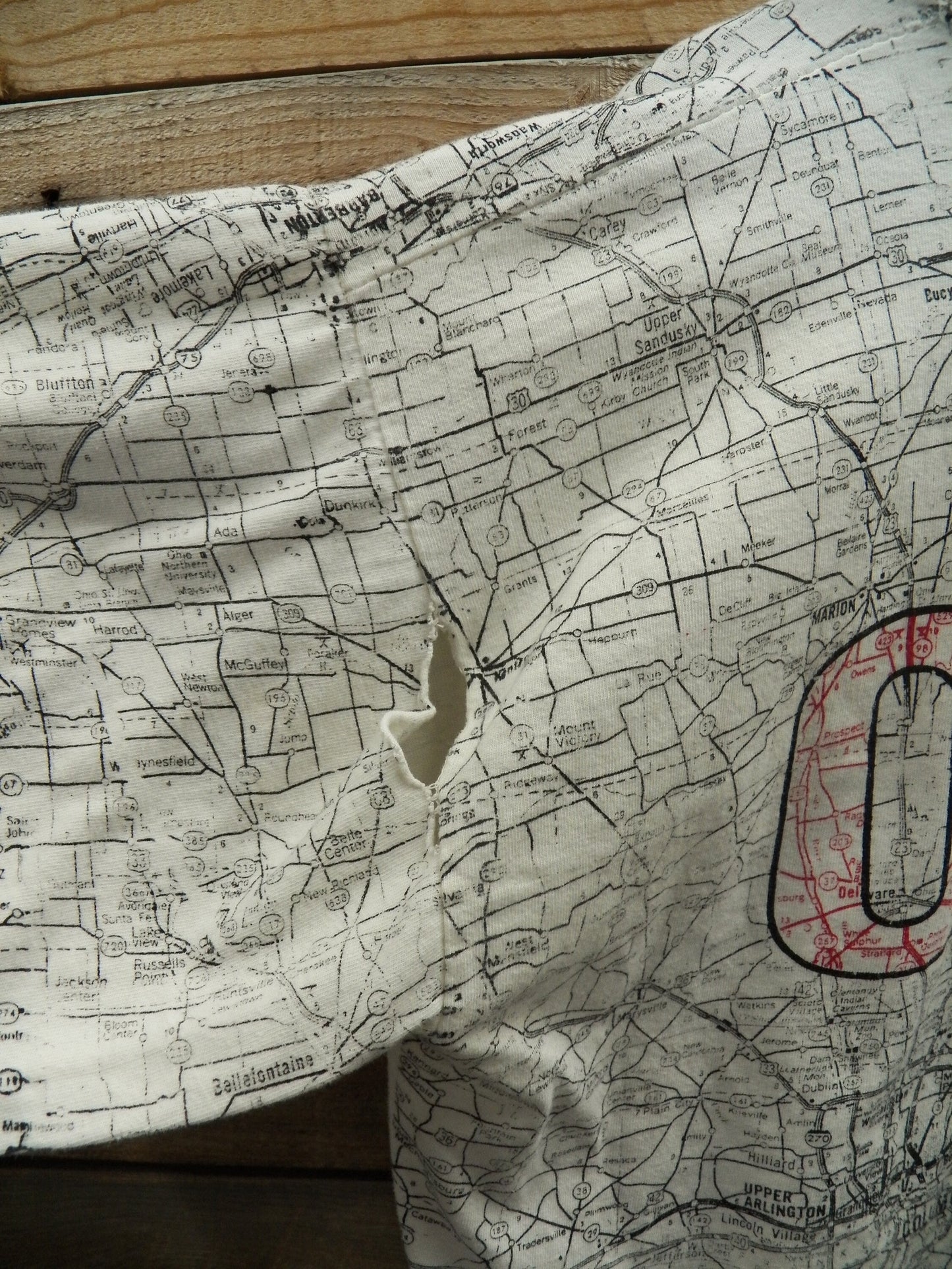 Ohio state graphic t-shirt map the buckeye state vintage white black red road map