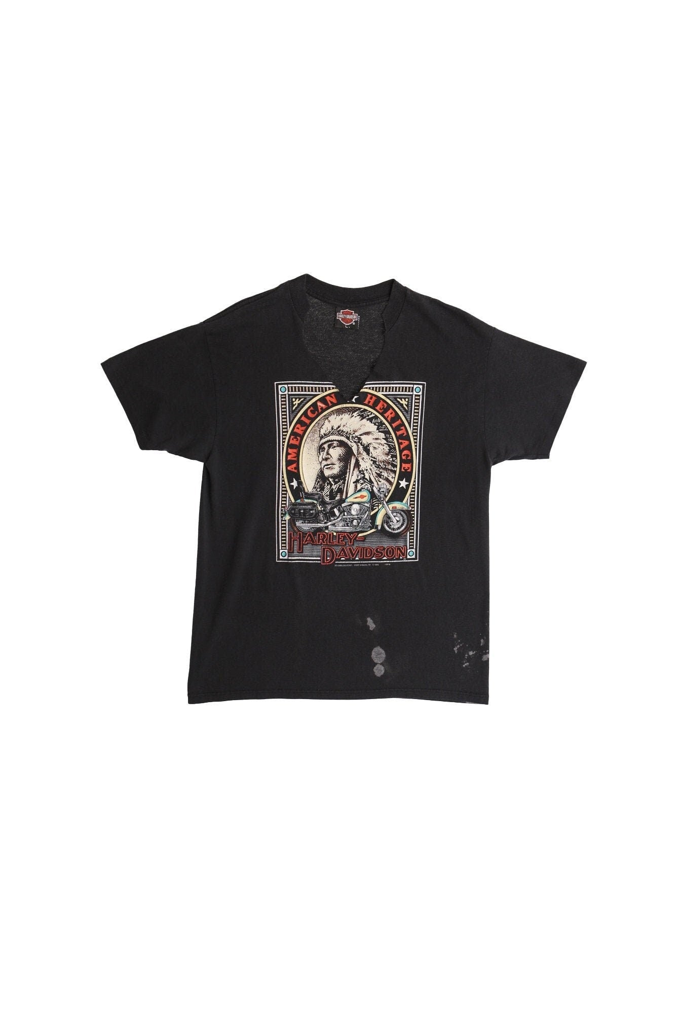 Vintage harley davidson t-shirt black chief american heritage biker 80's distressed