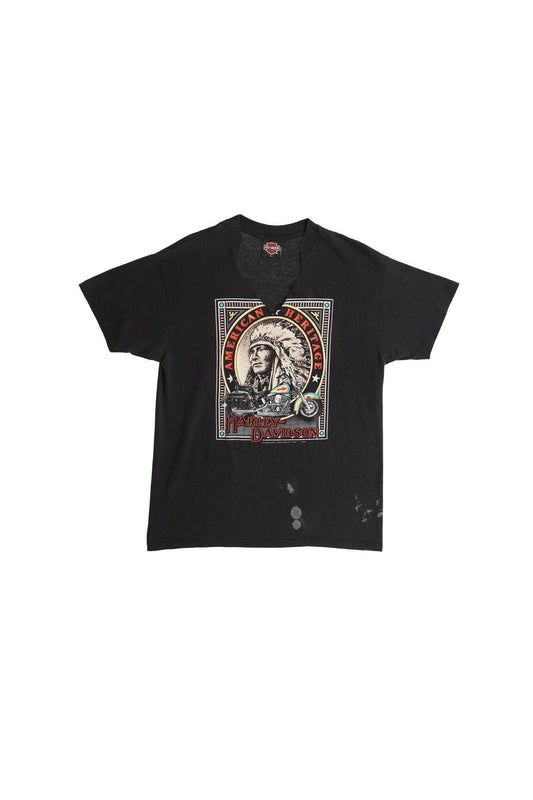 Vintage harley davidson t-shirt black chief american heritage biker 80's distressed