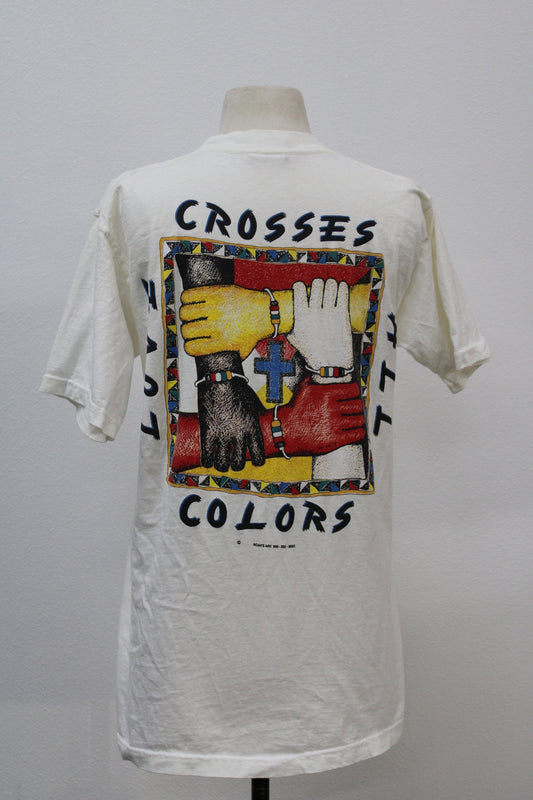 Cultural crosses all colors love vintage graphic t-shirt white race ethnic