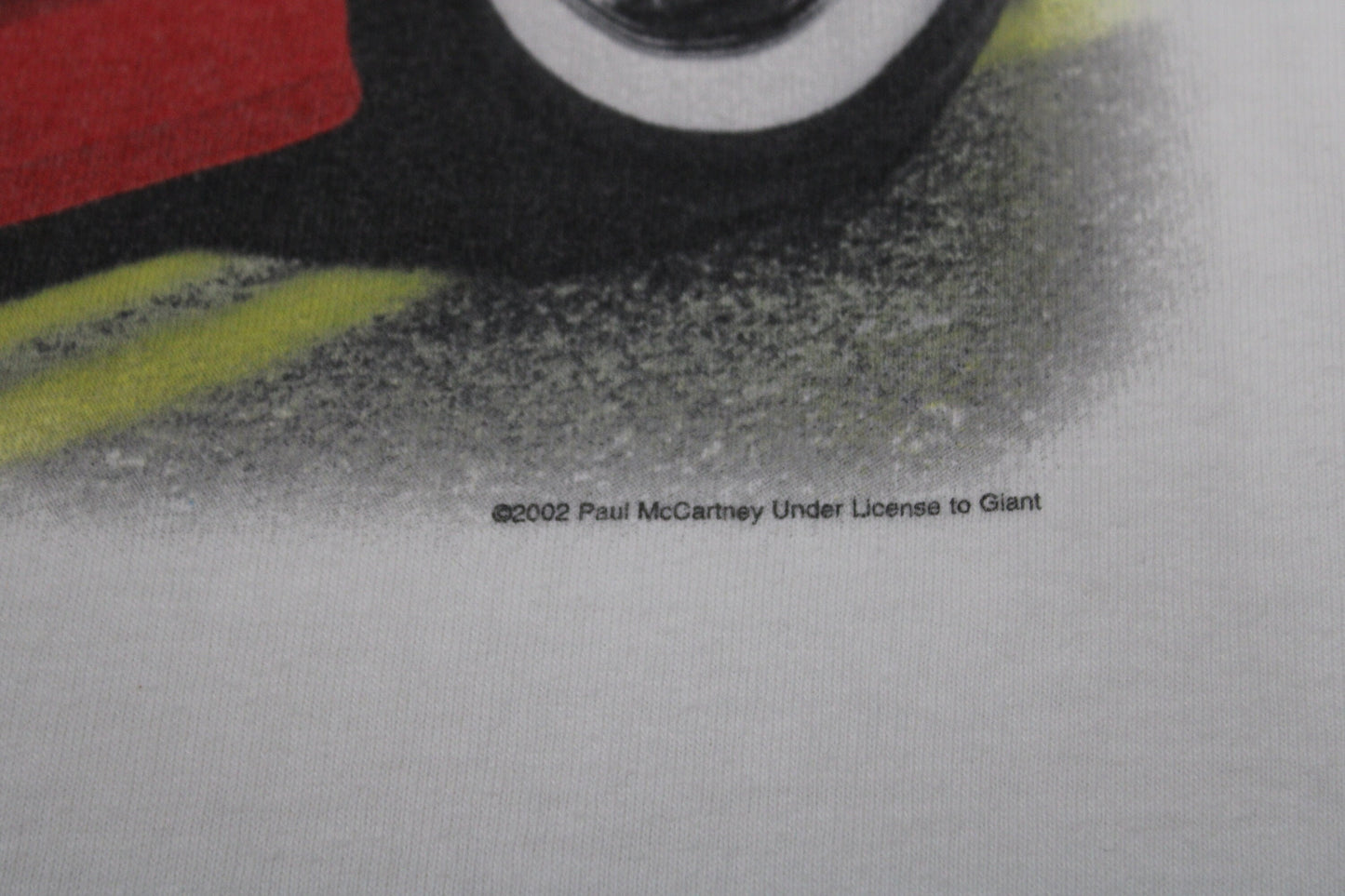 Paul mccartney 2002 tour t-shirt white driving usa concert beatles thunderbird red guitar music