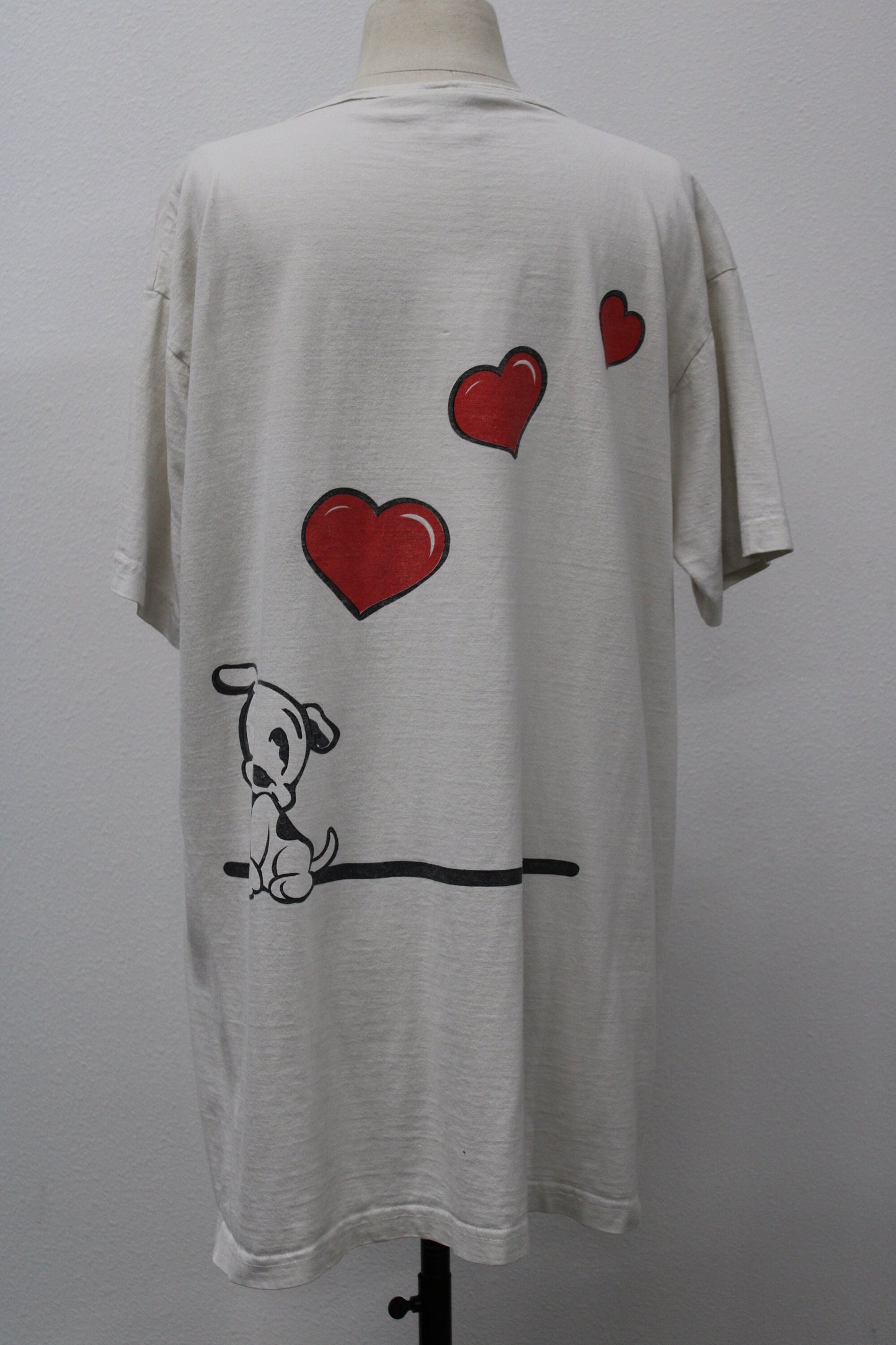 Betty boop graphic t-shirt long pijama white red dress puppy hearts