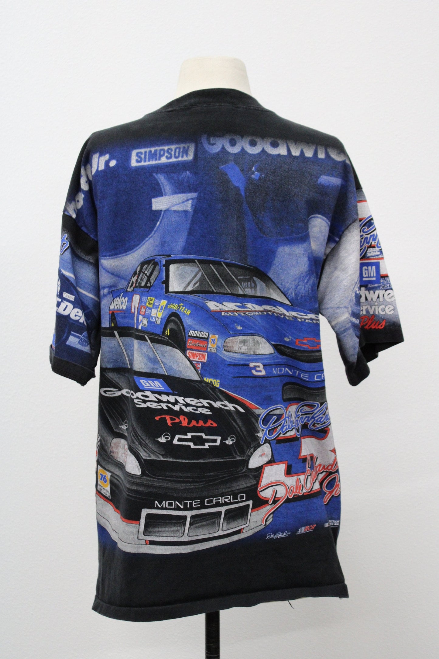Nascar t-shirt dale earnhardt dale earnhardt jr black double two faces of the 3 made in usa 3 chevrolet