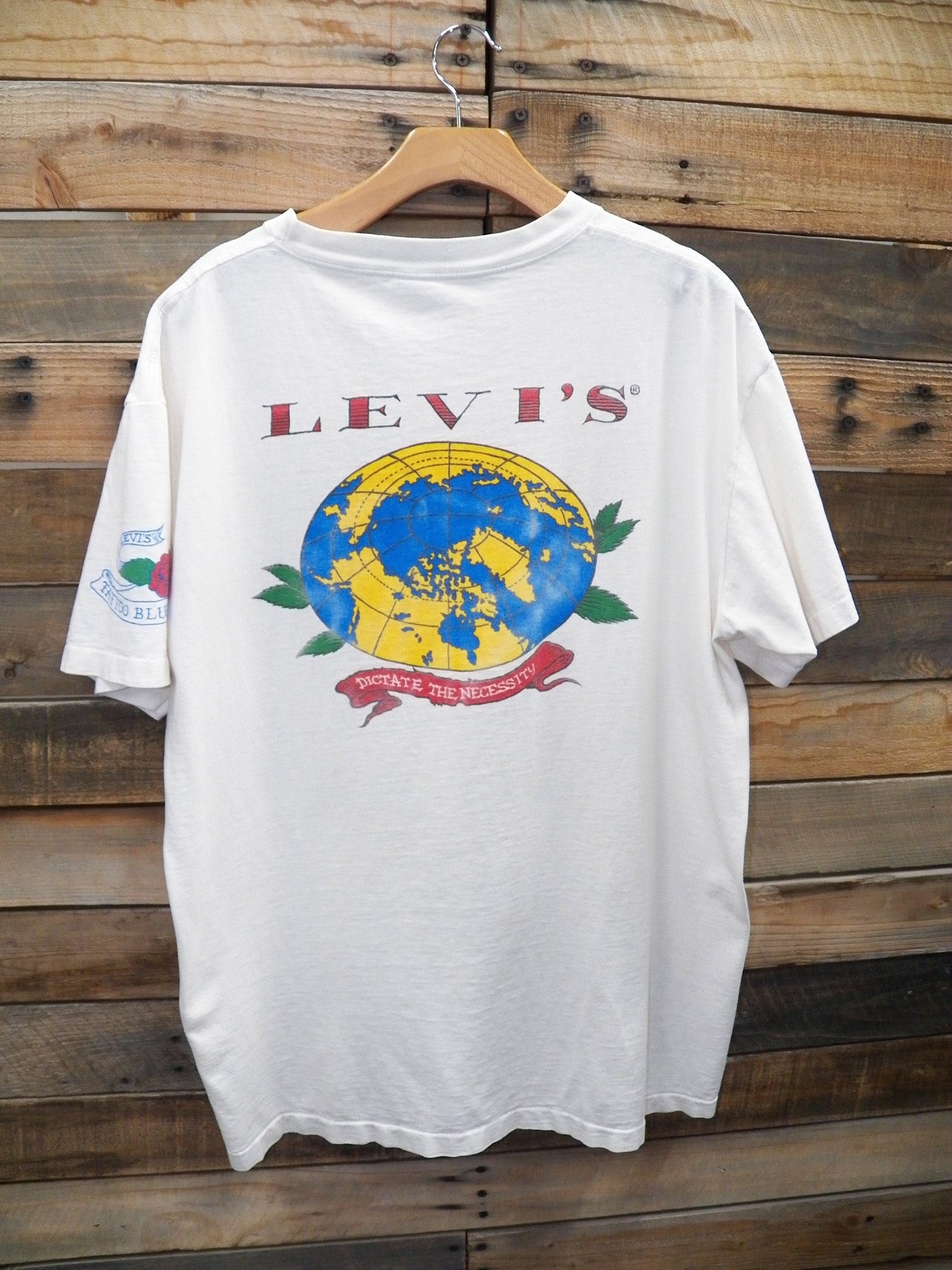 Levi's t-shirt white tattoo blues graphic cotton vintage world rose