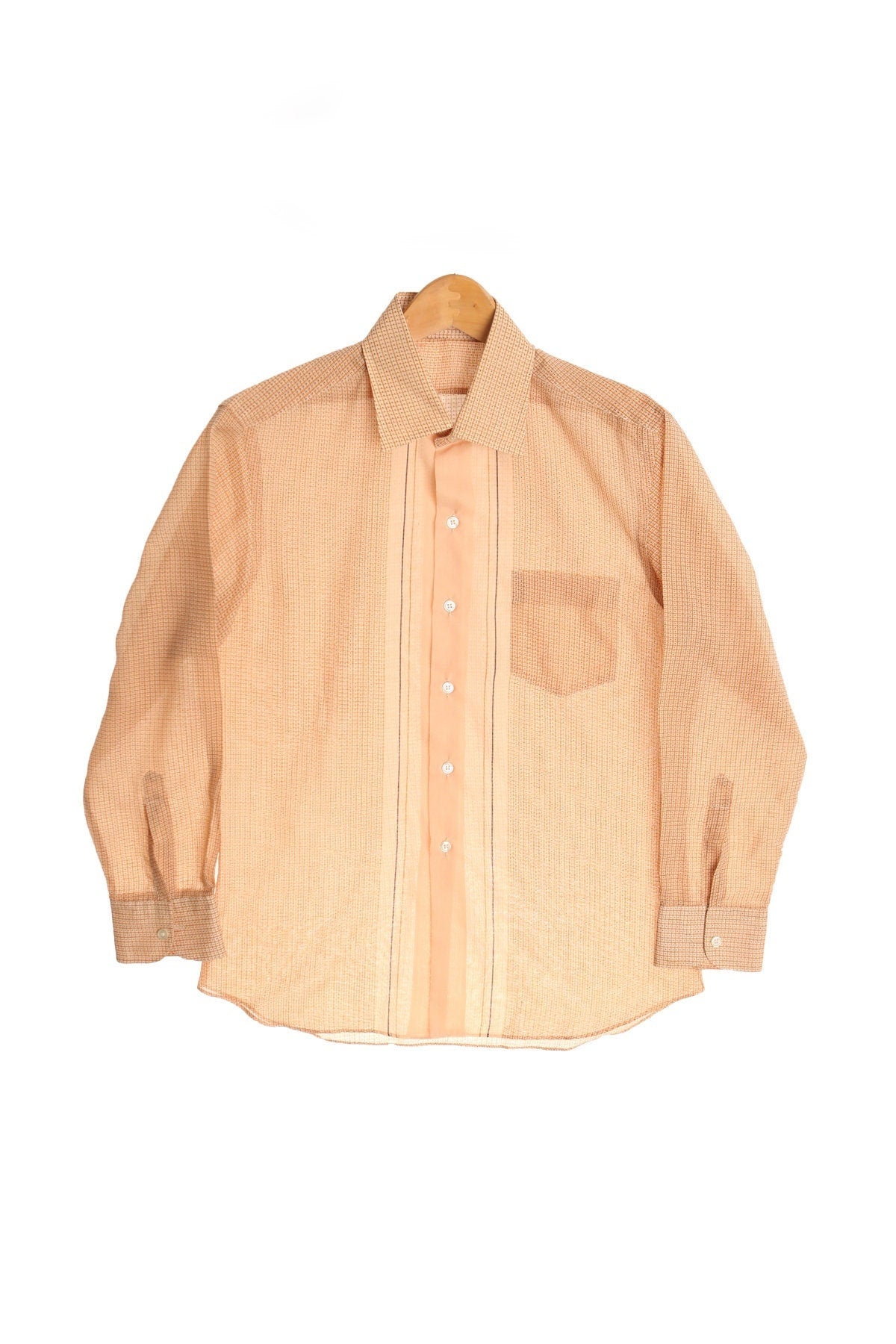 Vintage shirt long sleeve plaid orange casual 70's 60's men