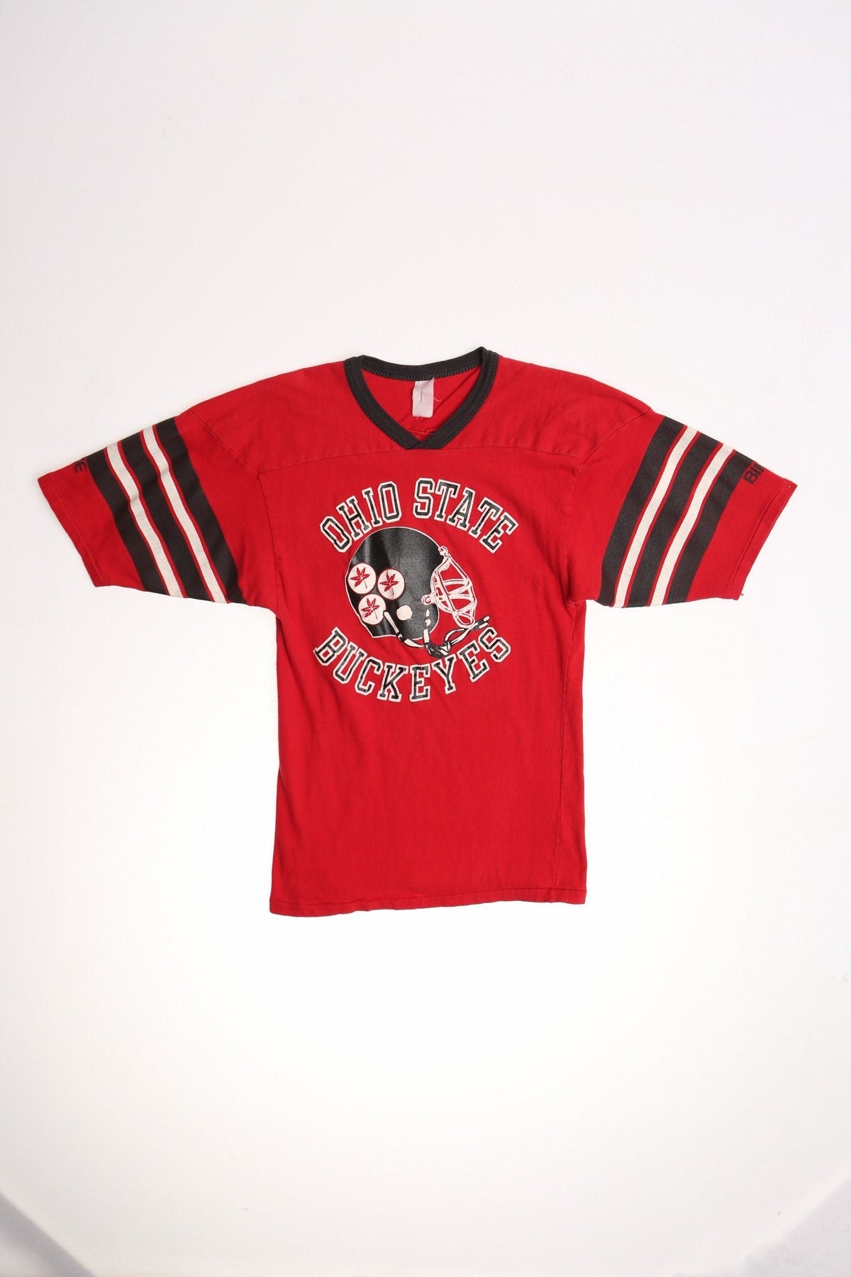 Vintage football t-shirt red ohio state buckeyes 70's jersey striped men shirt