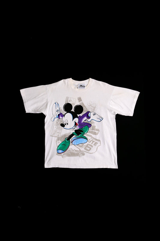 Vintage mickey mouse graphic t-shirt 90's white route 66