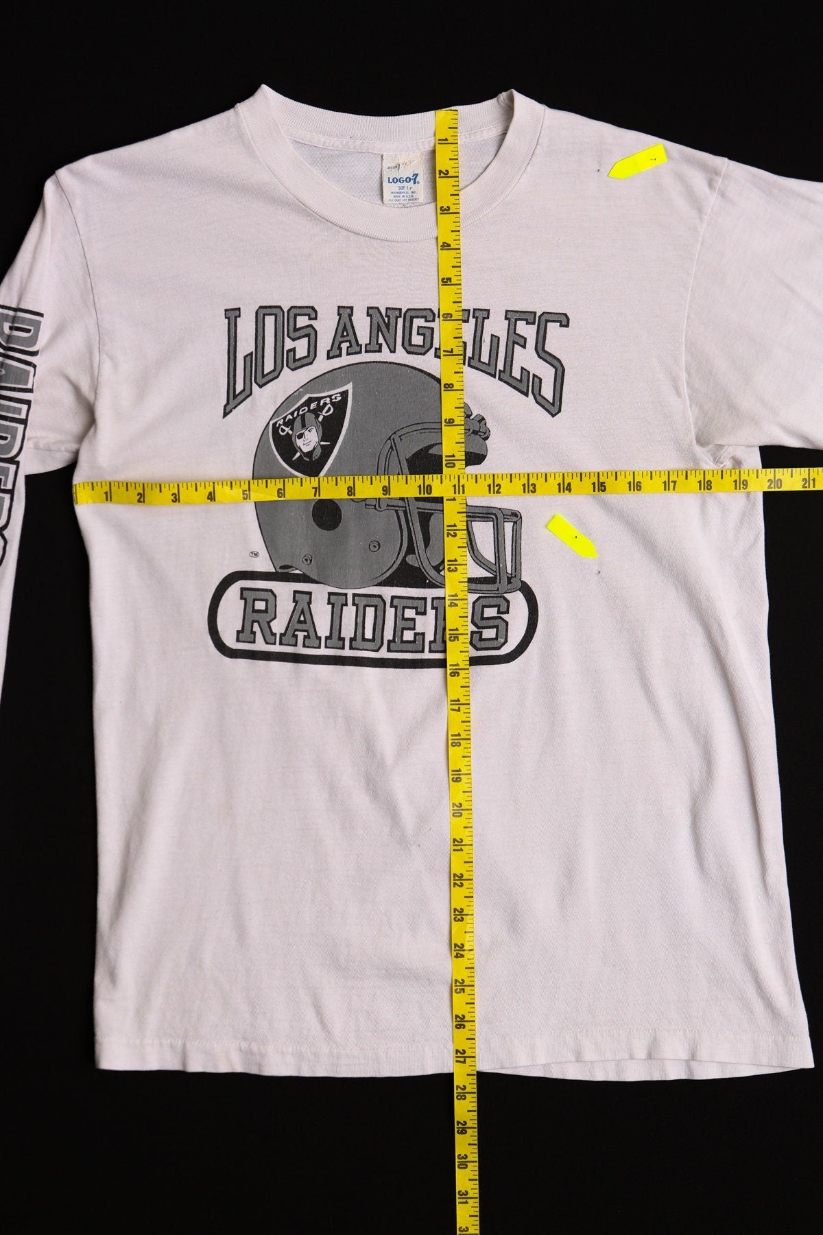 Los angeles raiders football team vintage long sleeve white 80's shirt logo 7 label