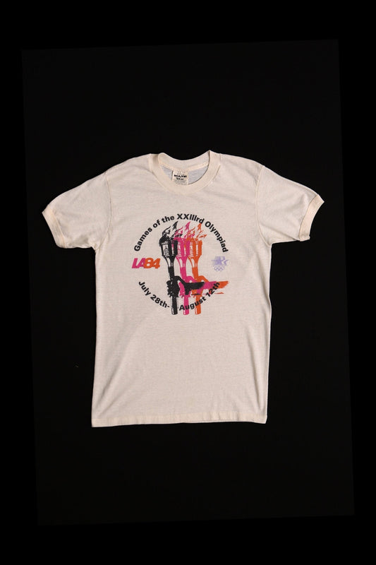 Vintage los angeles 1984 olympic games 80's beige official la torch man