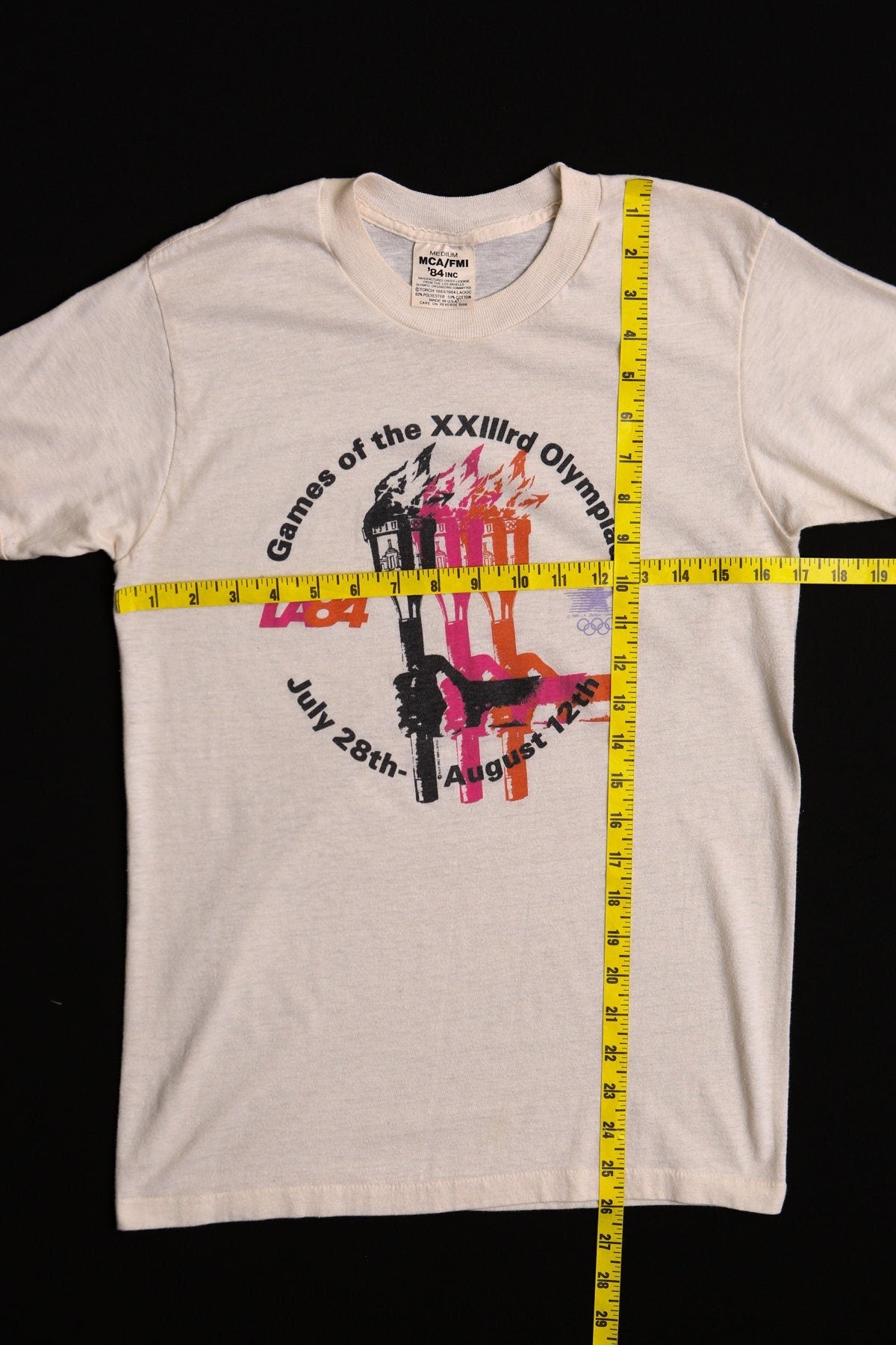 Vintage los angeles 1984 olympic games 80's beige official la torch man