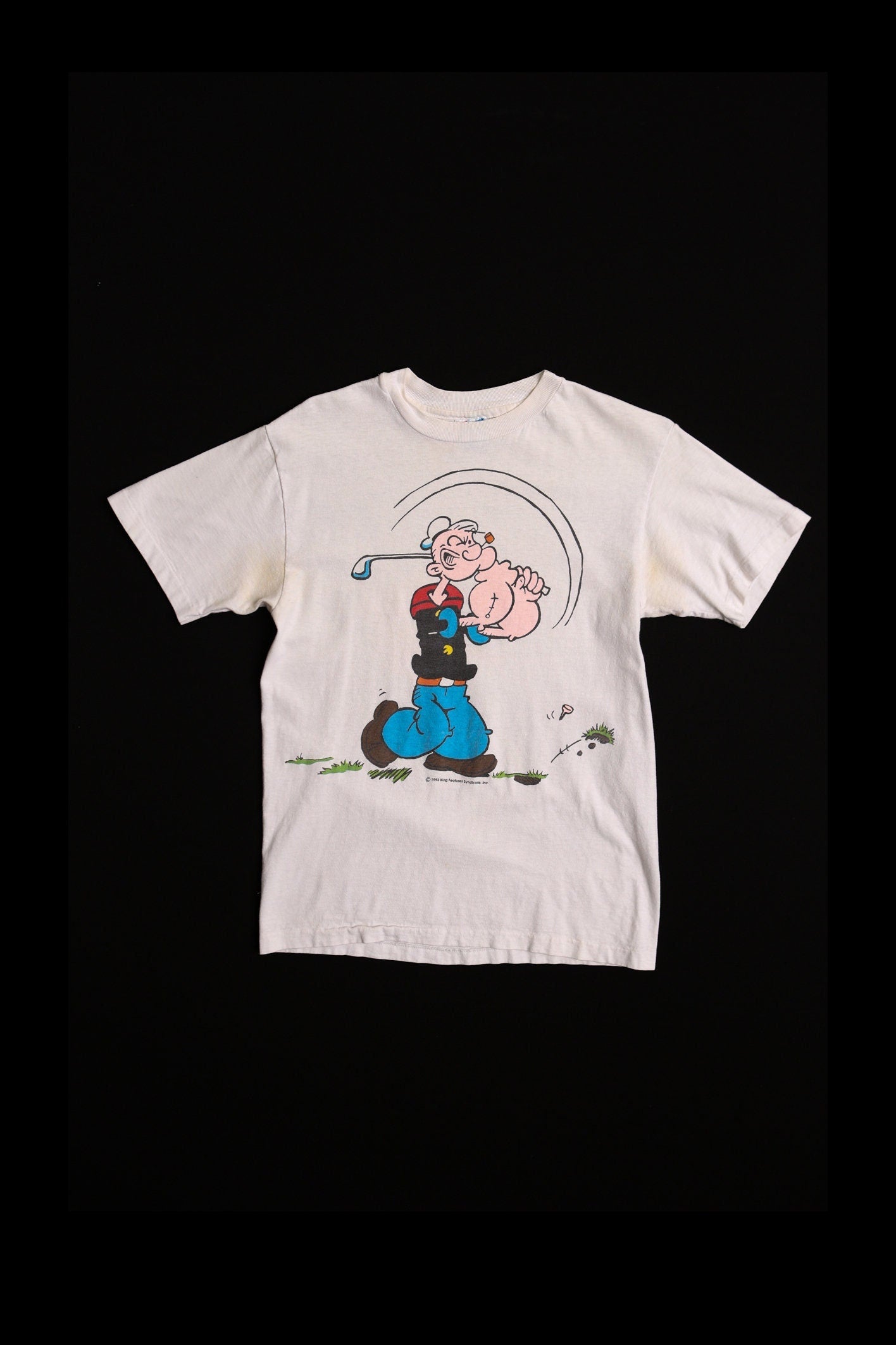 Vintage popeye graphic white cartoon shirt t-shirt golf 90's