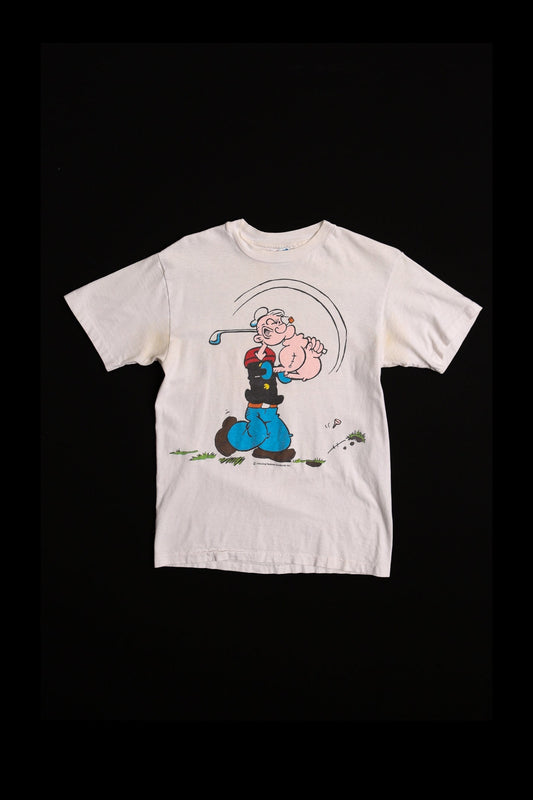 Vintage popeye graphic white cartoon shirt t-shirt golf 90's