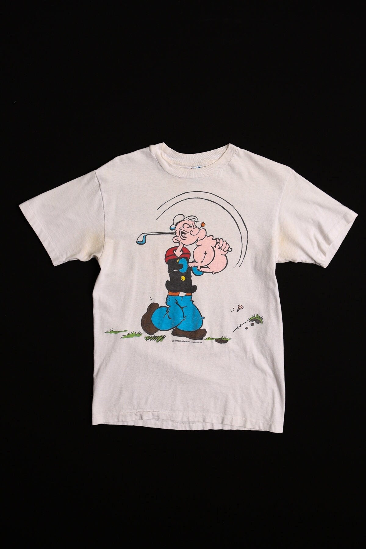 Vintage popeye graphic white cartoon shirt t-shirt golf 90's